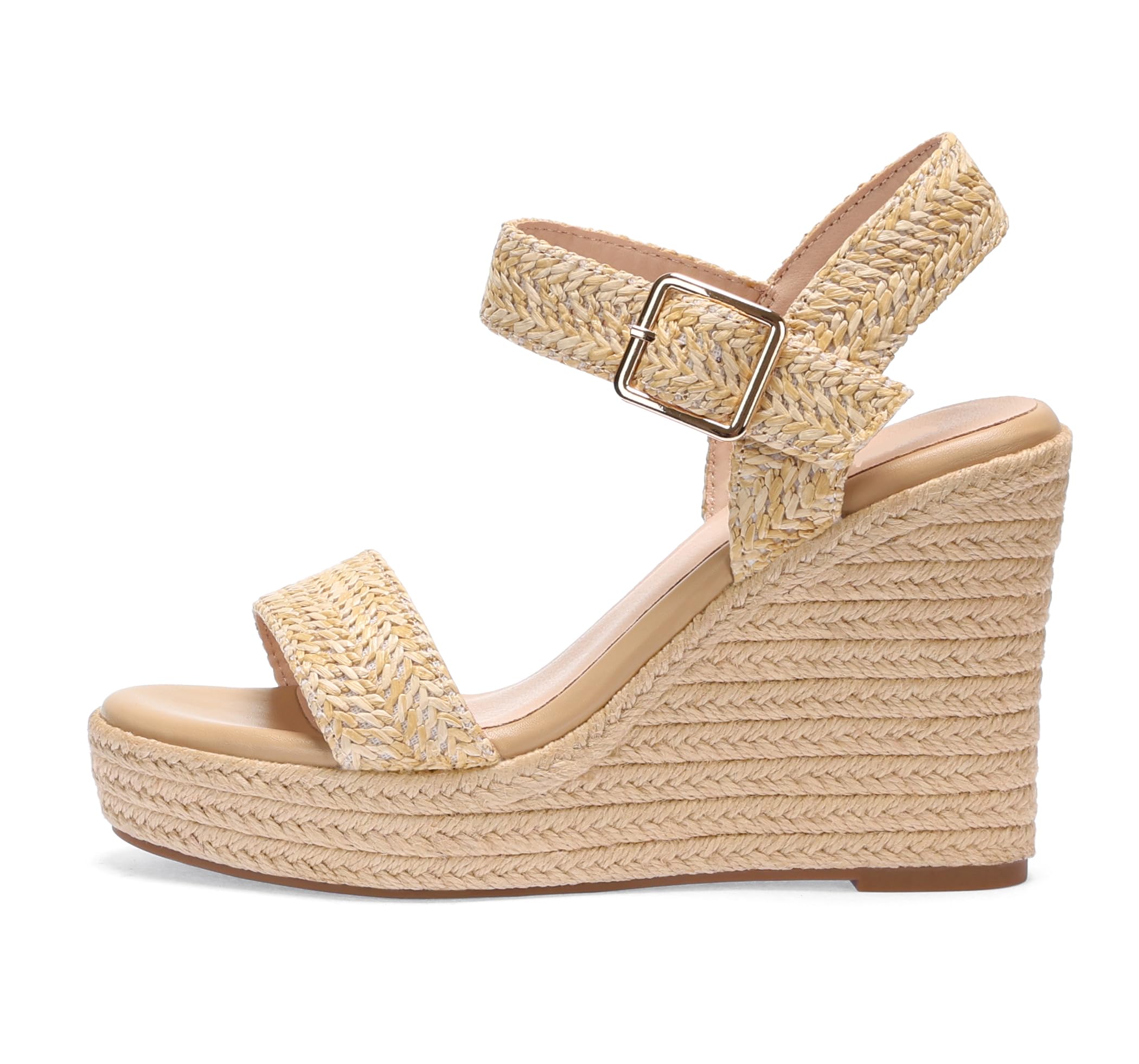 SUMOJIU Women's Ankle-Strap Espadrille Wedge Sandals