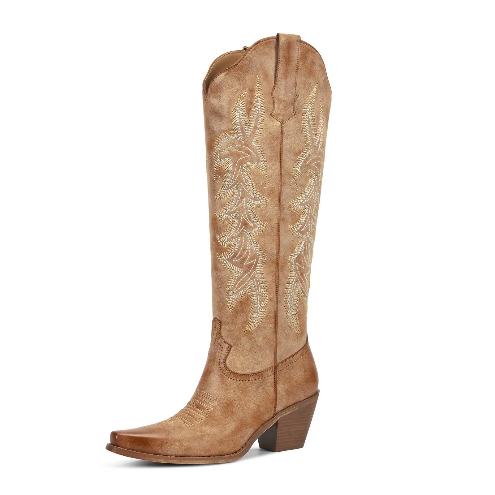 WETKISS Women's Pointed-Toe Western Cowboy Boots