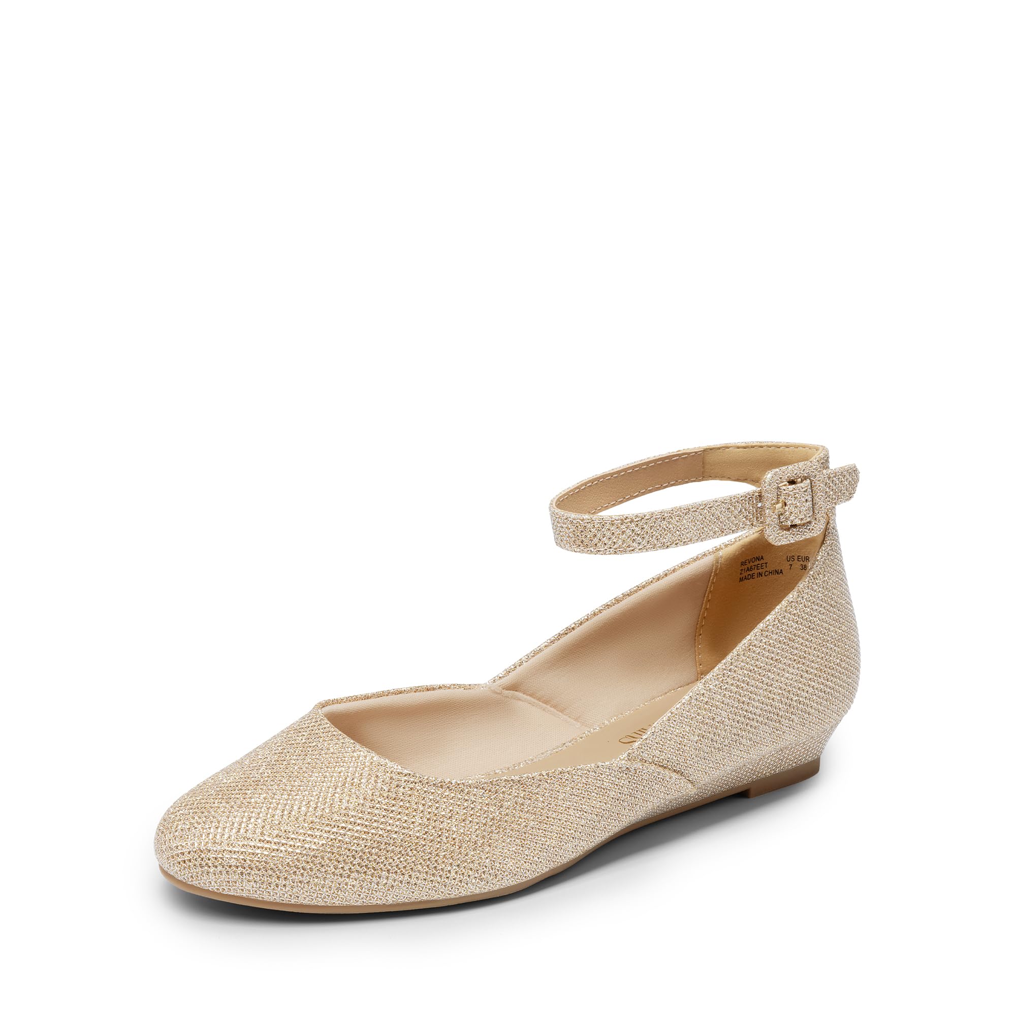 DREAM PAIRS Women's Dress Flats Ballet Low Wedge Round Toe Ankle Strap Comfortable Casual Flats Shoes