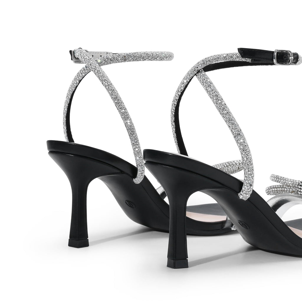 DREAM PAIRS Women's Crystal Bow Square-Toe Dress Sandals