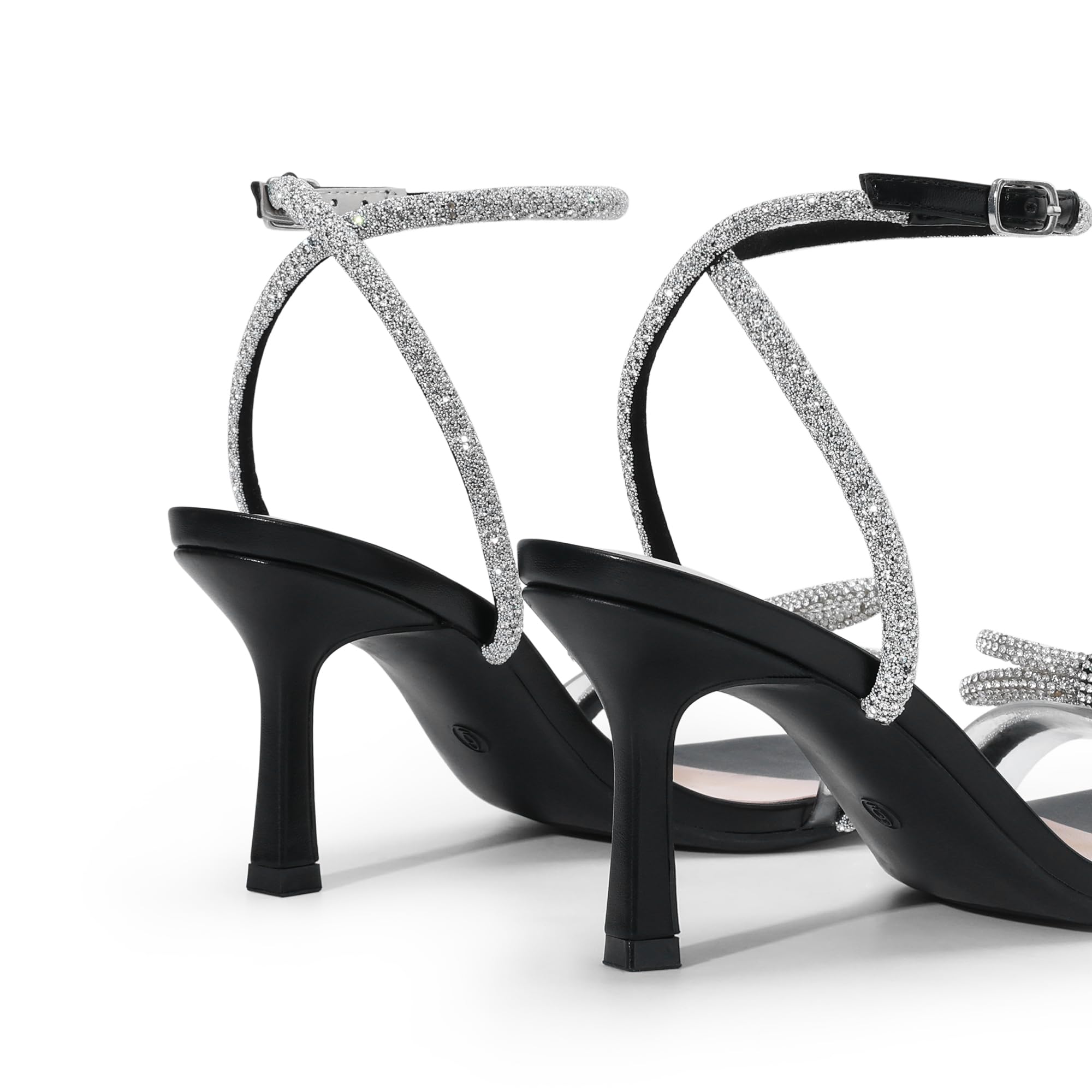 DREAM PAIRS Women's Crystal Bow Square-Toe Dress Sandals