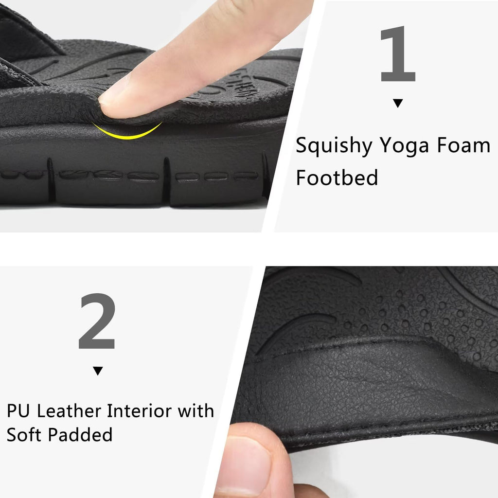 KuaiLu Womens Casual Flip Flops with Comfortable Arch Support Yoga Mat Summer Beach Walking Thong Cushion Sandals Lightweight Flats Non-Slip Shoes Indoor Outdoor