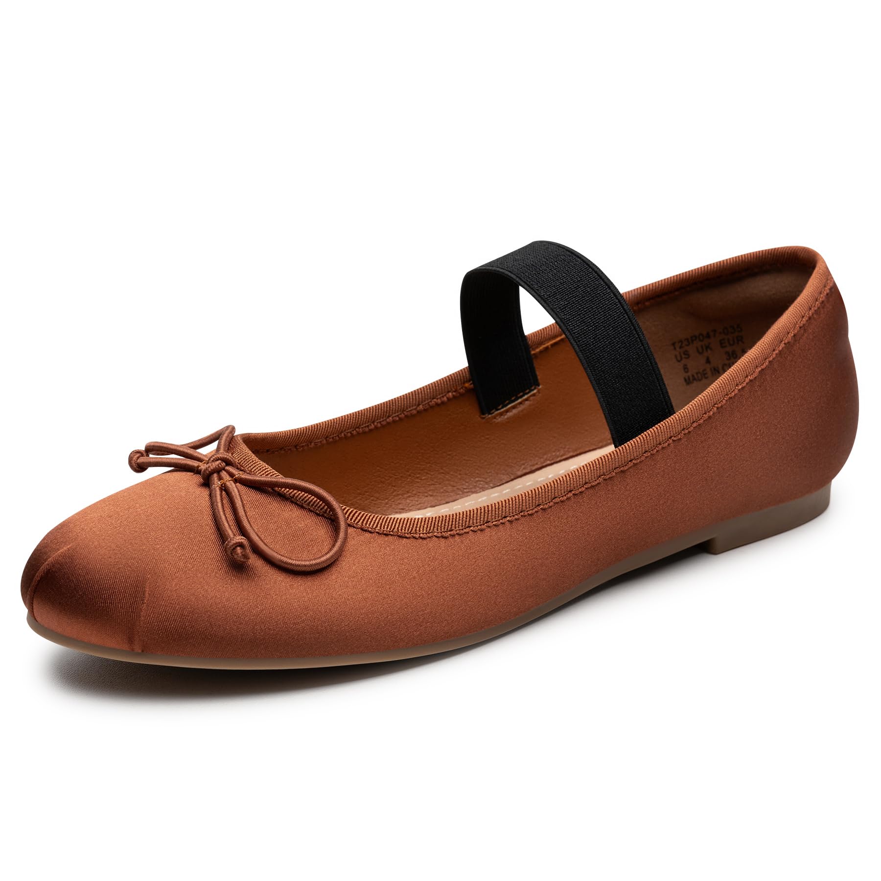 Trary Flats for Women Closed Round Toe Ballet Flats Mary Jane Shoes Women with Elastic Strap Cute Bowknot Comfortable Dress Shoes for All-Year Daily Work Casual Wear