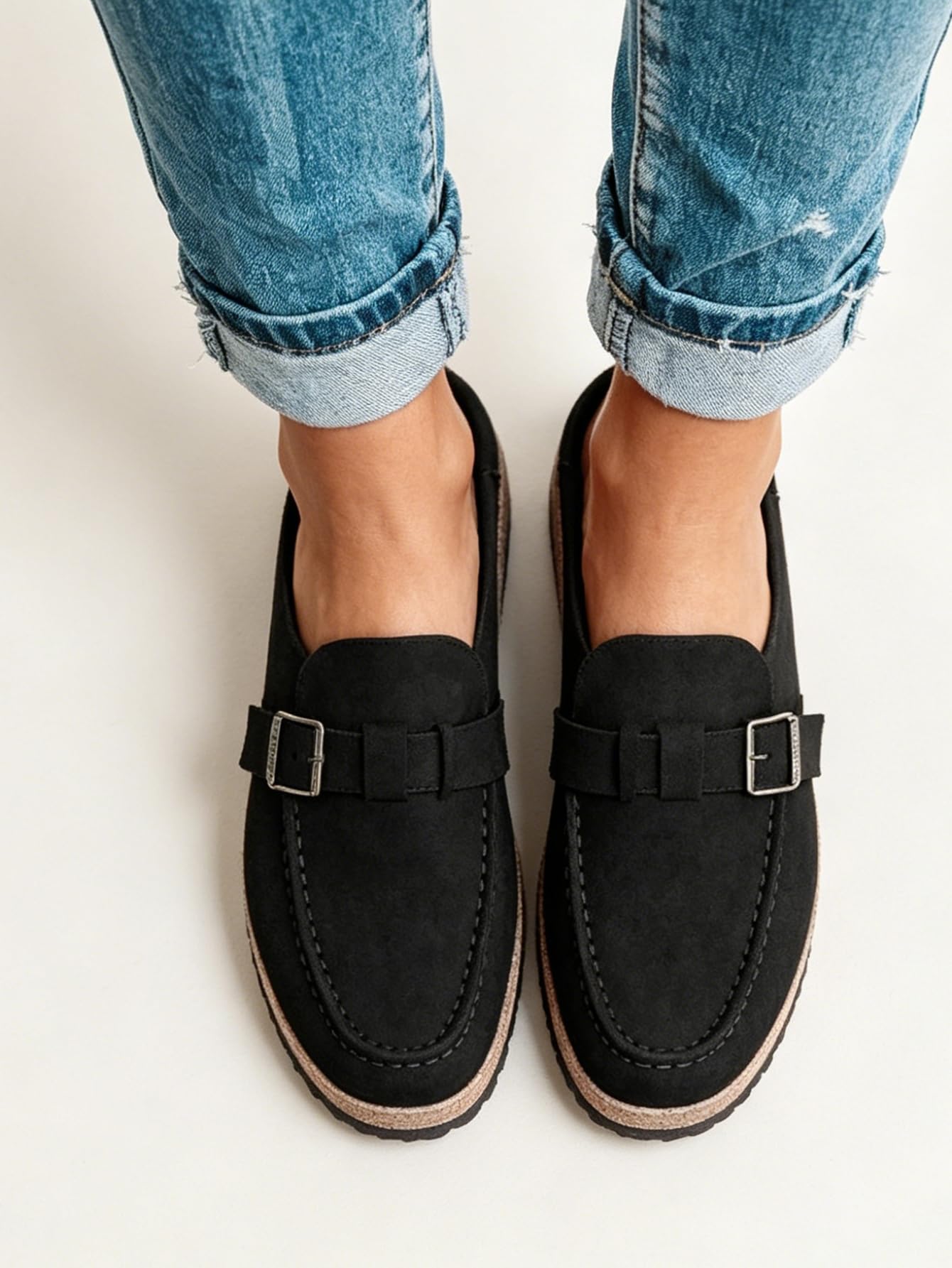 Women's Suede Buckle Mules for Casual Everyday Wear