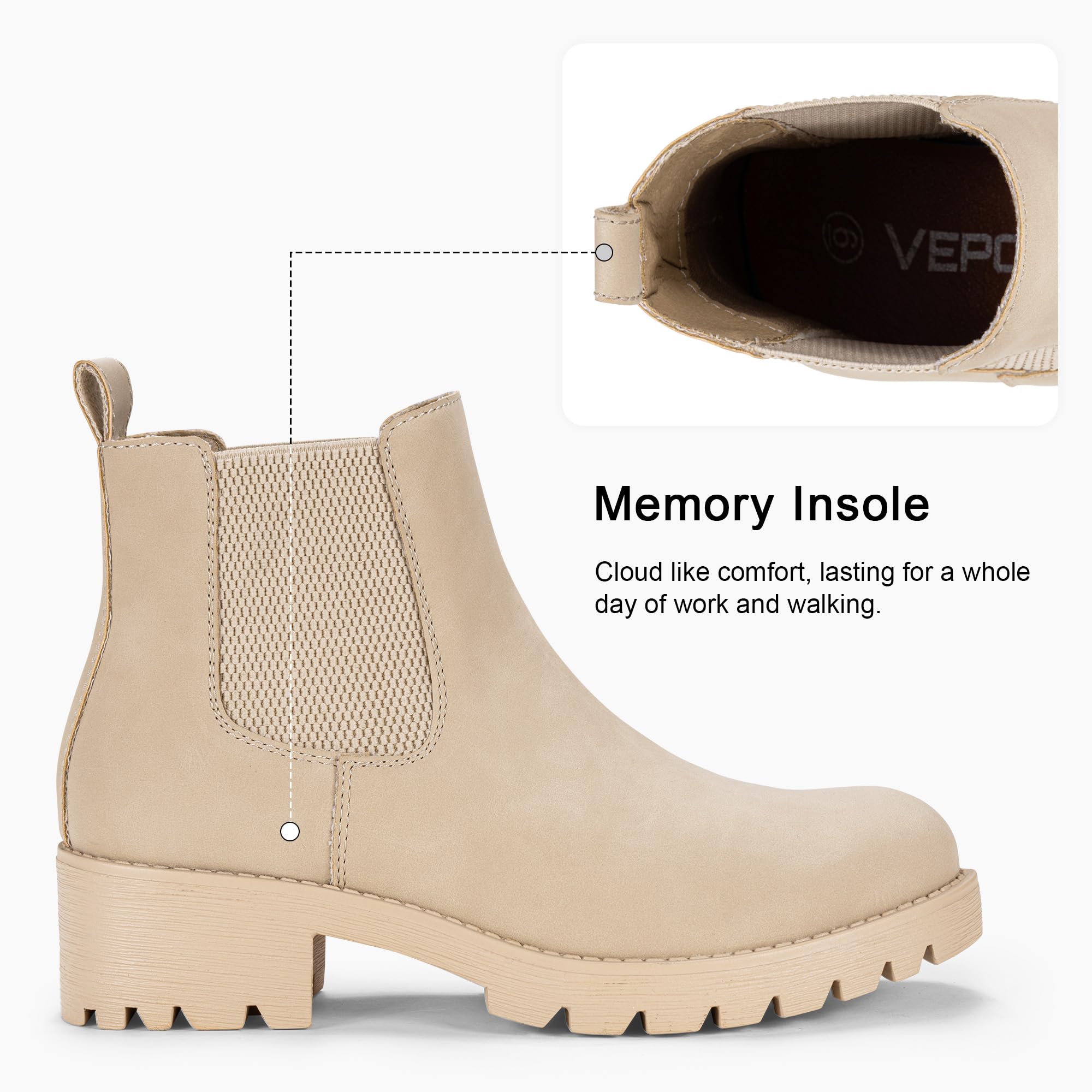 Vepose Women's 9607 Pull-On Chelsea Ankle Boots