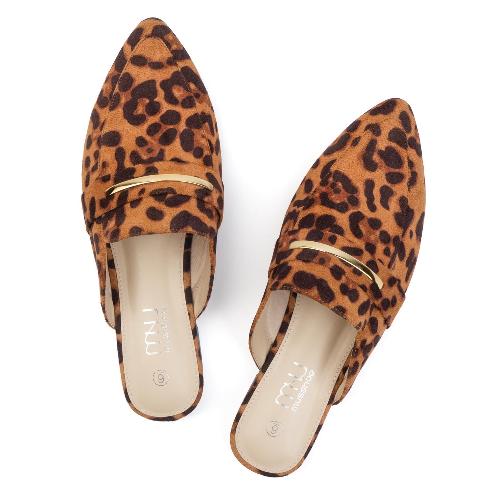 MUSSHOE Women's Suede Pointed-Toe Backless Loafers
