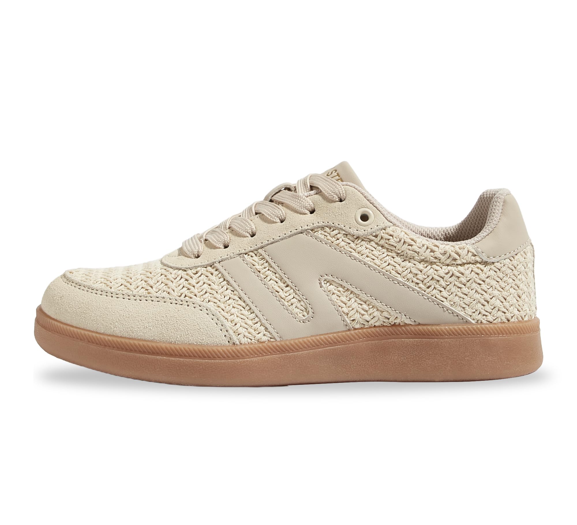 LUCKY STEP Women's Retro Leather Gum-Sole Sneakers
