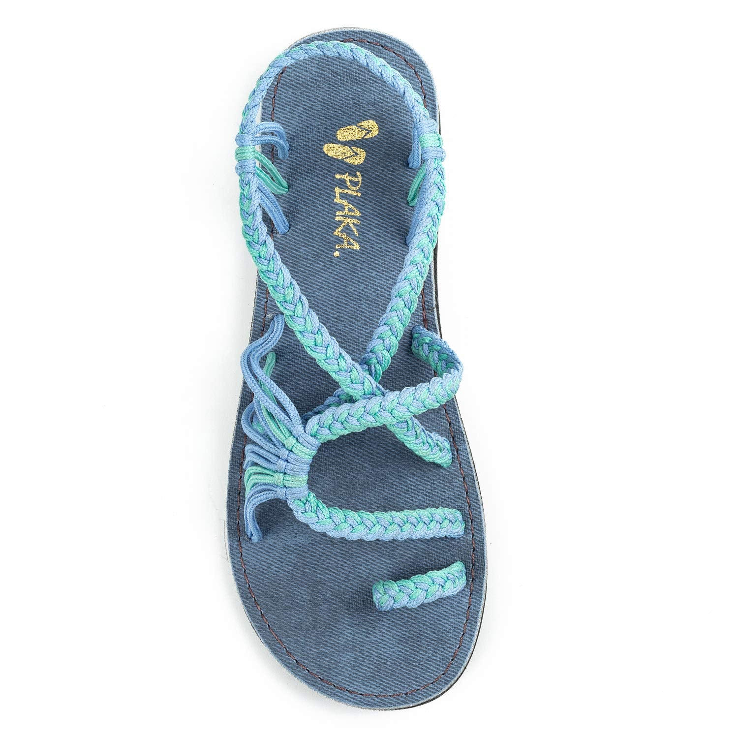 Plaka Women's Palm Leaf Flat Sandals for Summer Wear