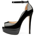 MERUMOTE Women's Peep-Toe Platform Stiletto Pumps