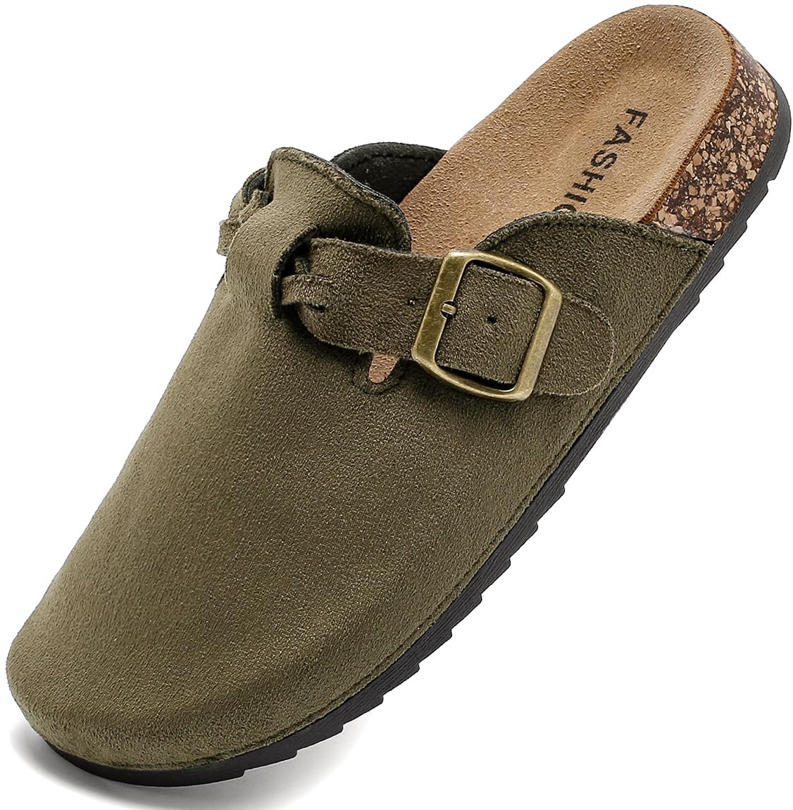 Women's Suede Clogs with Cork Footbed and Arch Support