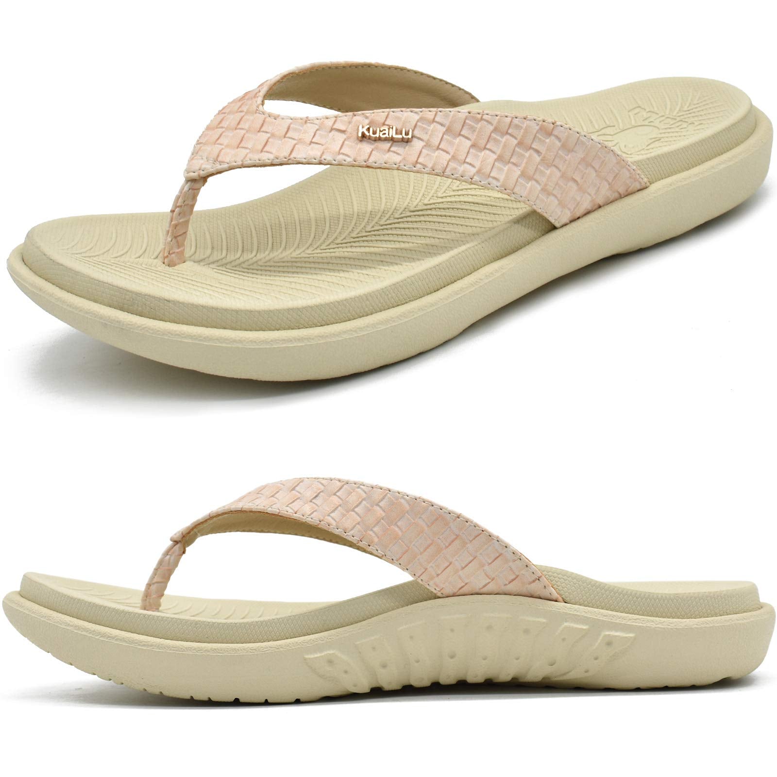 KuaiLu Womens Flip Flops Ladies Yoga Mat Comfortable Walking Thong Sandals With Plantar Fasciitis Arch Support Slip On Indoor Outdoor For Summer