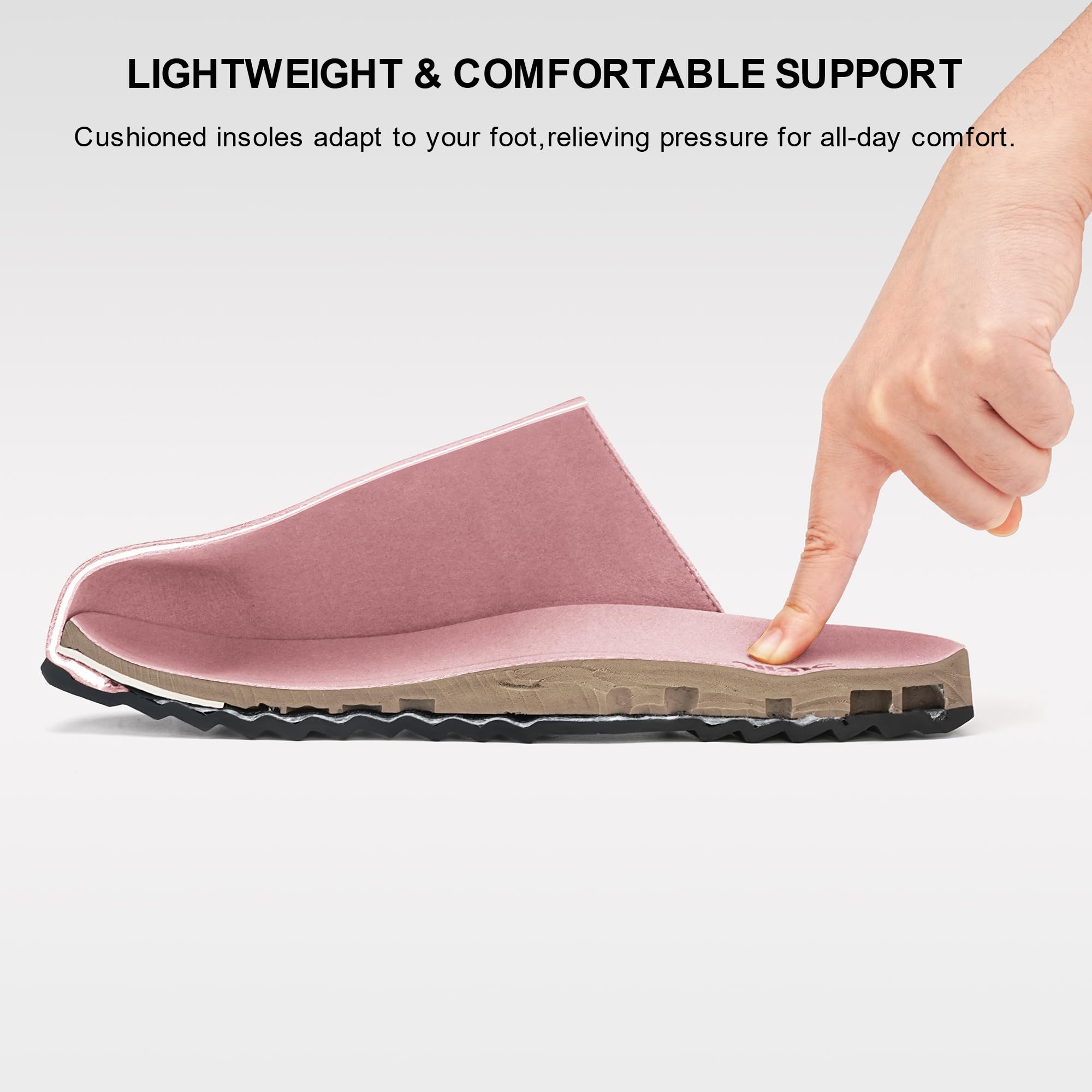 Women's Suede Clogs with Arch Support and Cork Footbed