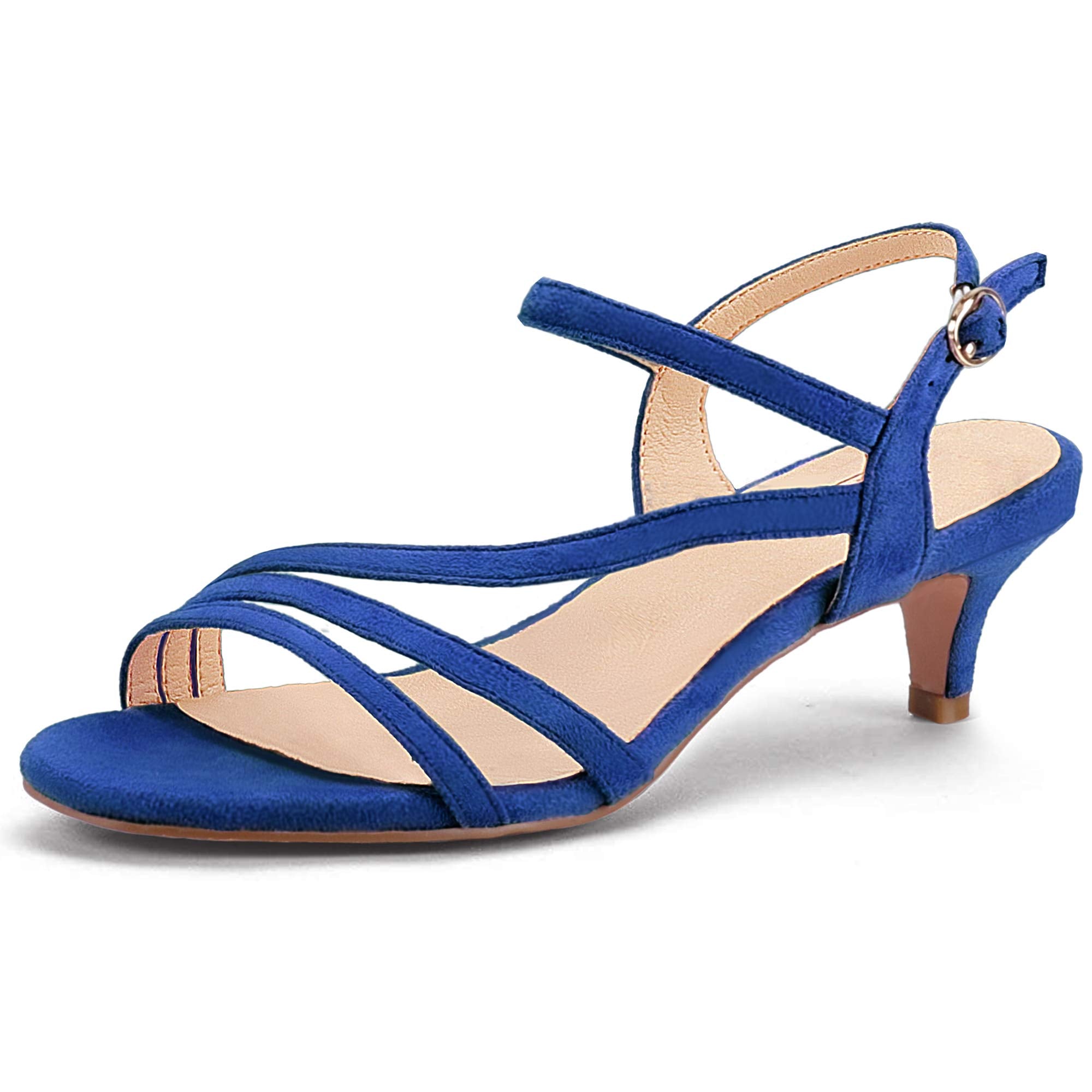IDIFU Women's Strappy Low Kitten-Heel Dress Sandals