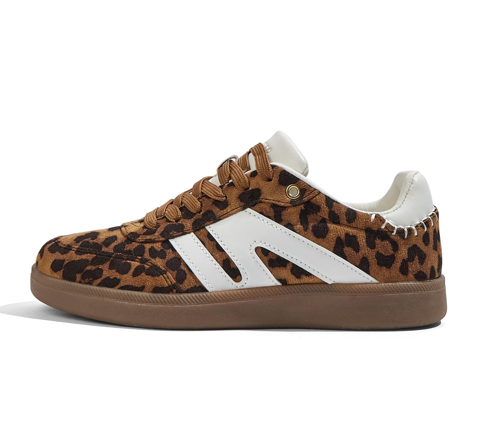 LUCKY STEP Women's Retro Leather Gum-Sole Sneakers