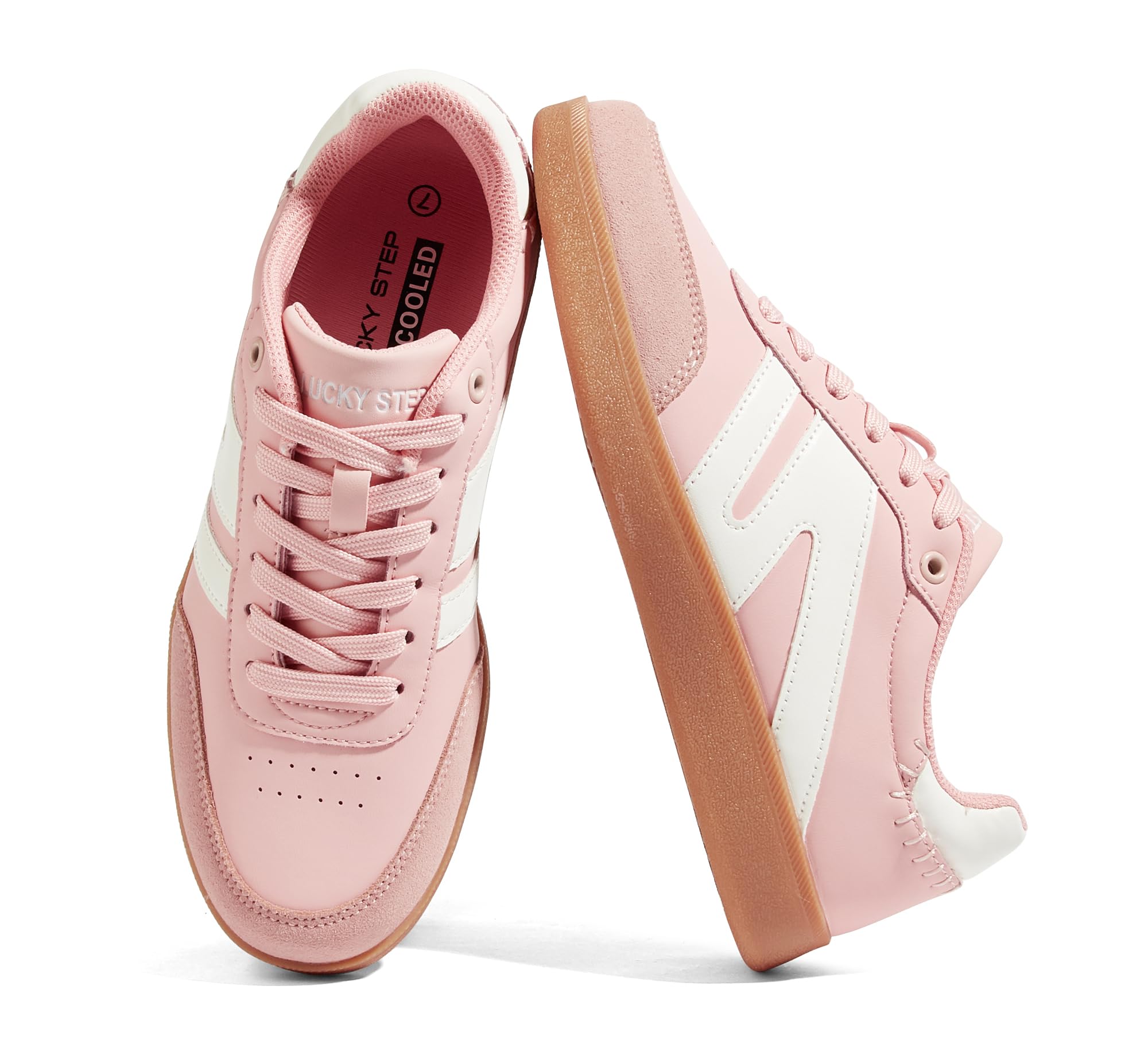 LUCKY STEP Women's Retro Leather Gum-Sole Sneakers