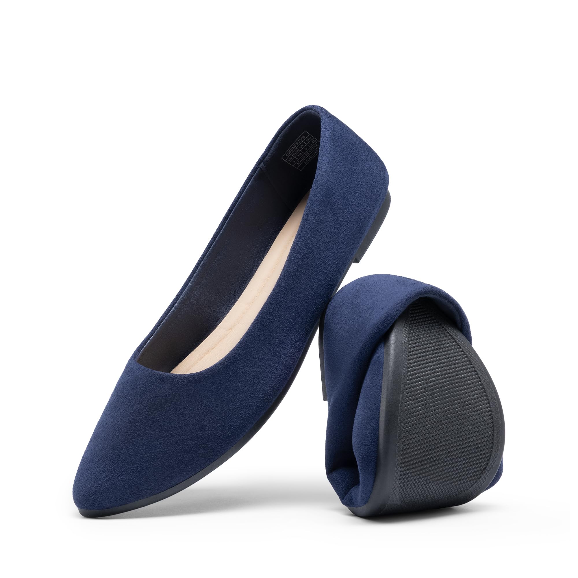 DREAM PAIRS Women's Pointed Toe Flats Comfortable Flexible Cushioned Slip On Business Work Office Casual Suede Ballet Flats Dress Shoes