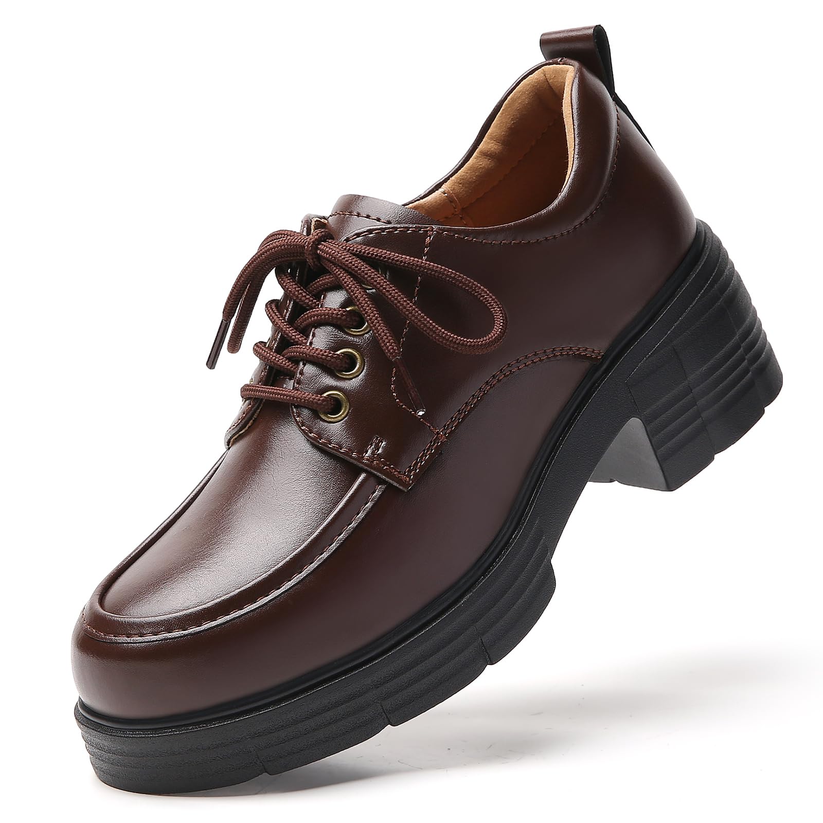 TKKAE Women's Chunky Platform Lace-Up Oxford Shoes