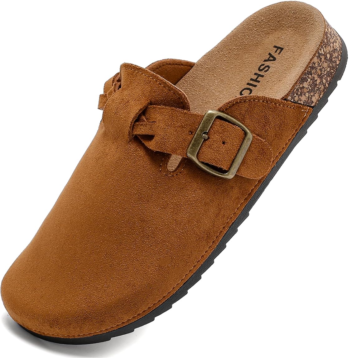 Women's Suede Clogs with Cork Footbed and Arch Support