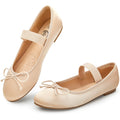 Trary Flats for Women Closed Round Toe Ballet Flats Mary Jane Shoes Women with Elastic Strap Cute Bowknot Comfortable Dress Shoes for All-Year Daily Work Casual Wear