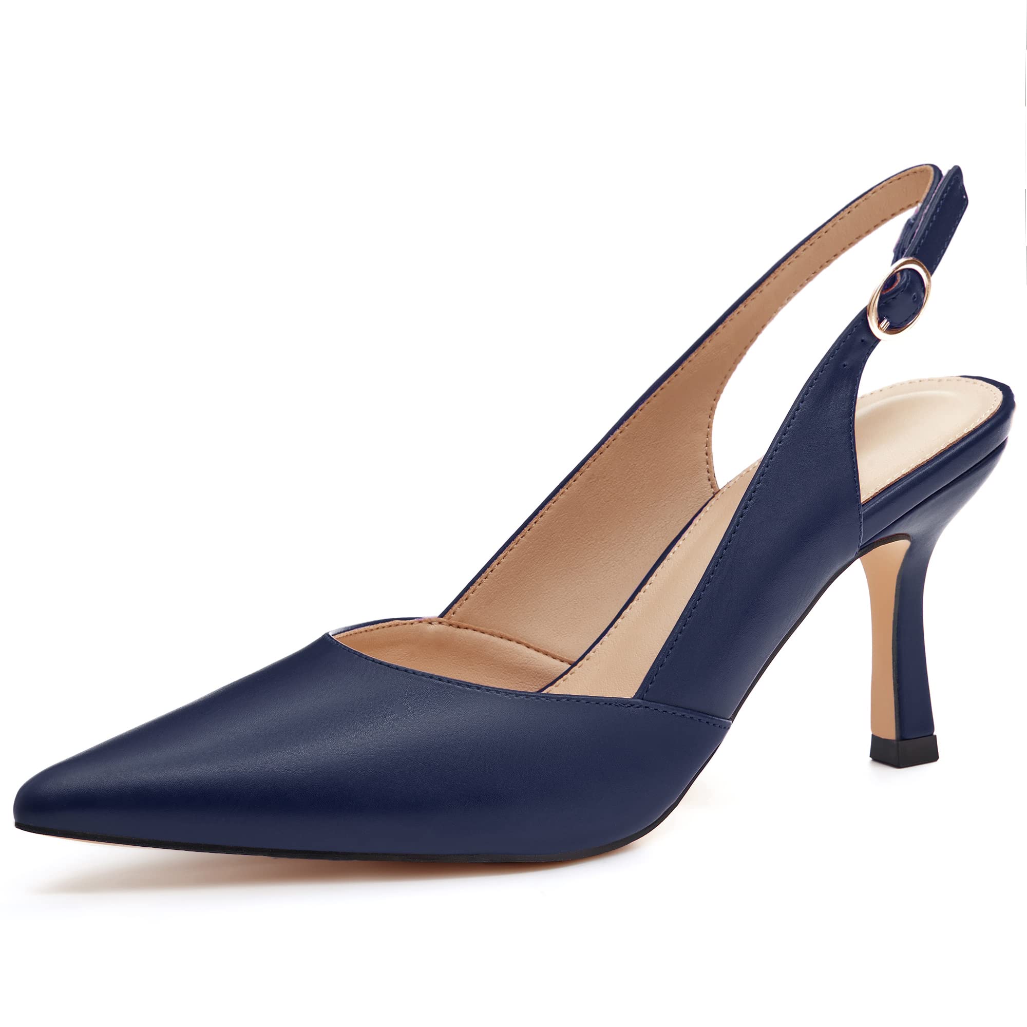 Rilista Women's Pointed-Toe Slingback Kitten-Heel Pumps