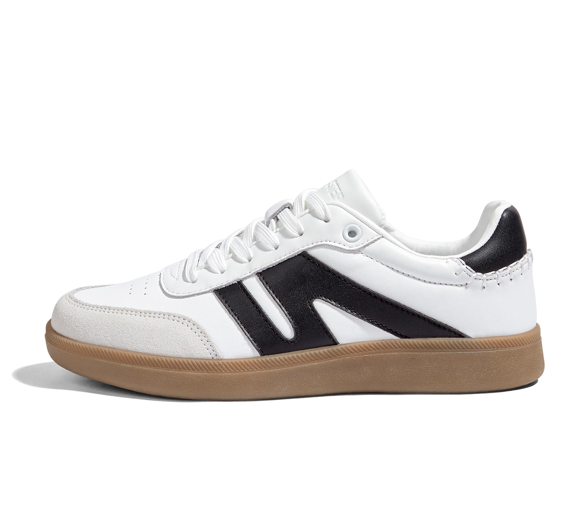 LUCKY STEP Women's Retro Leather Gum-Sole Sneakers