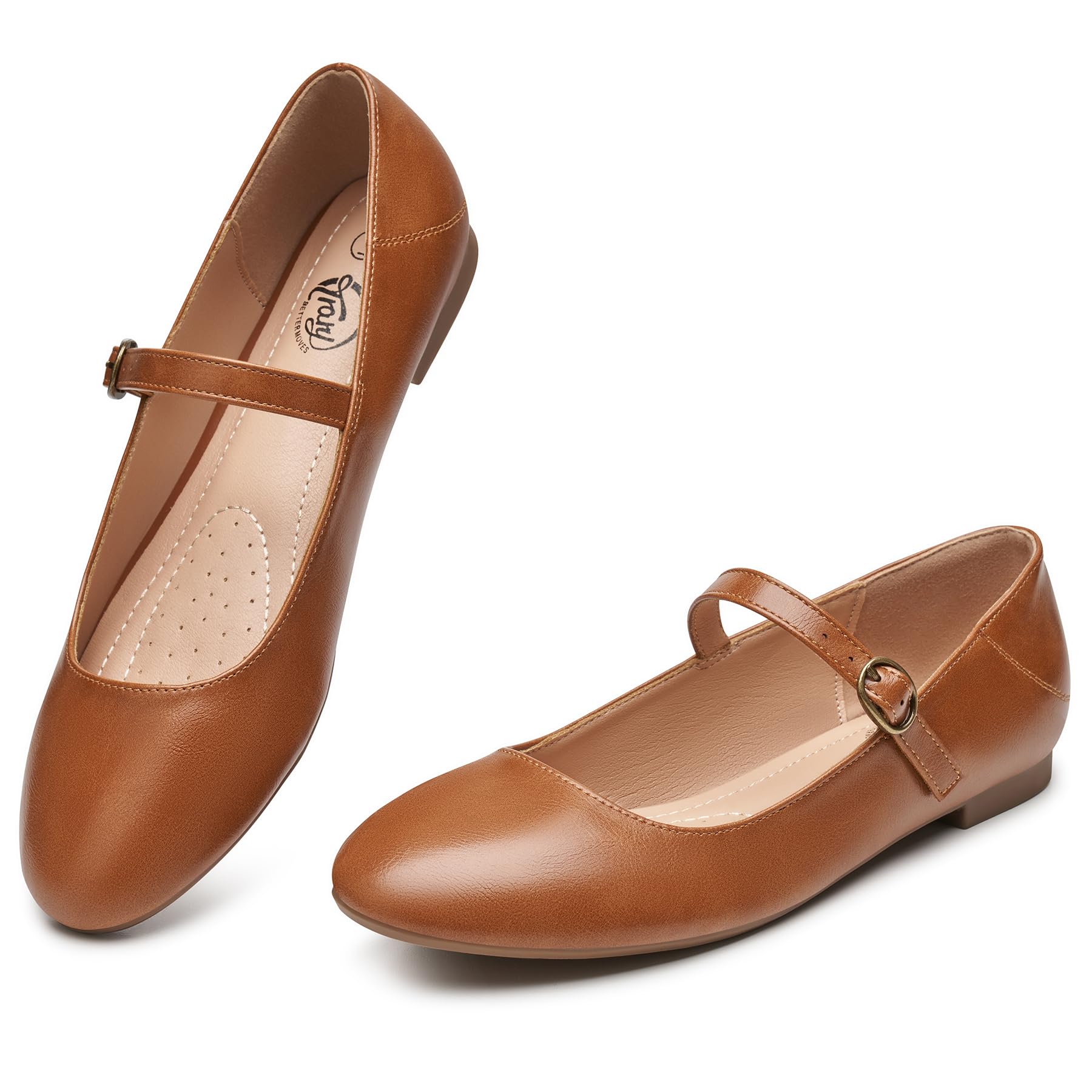 Trary Mary Jane Ballet Flats, Black Flats for Women, Ankle Strap Dressy Comfortable Flats