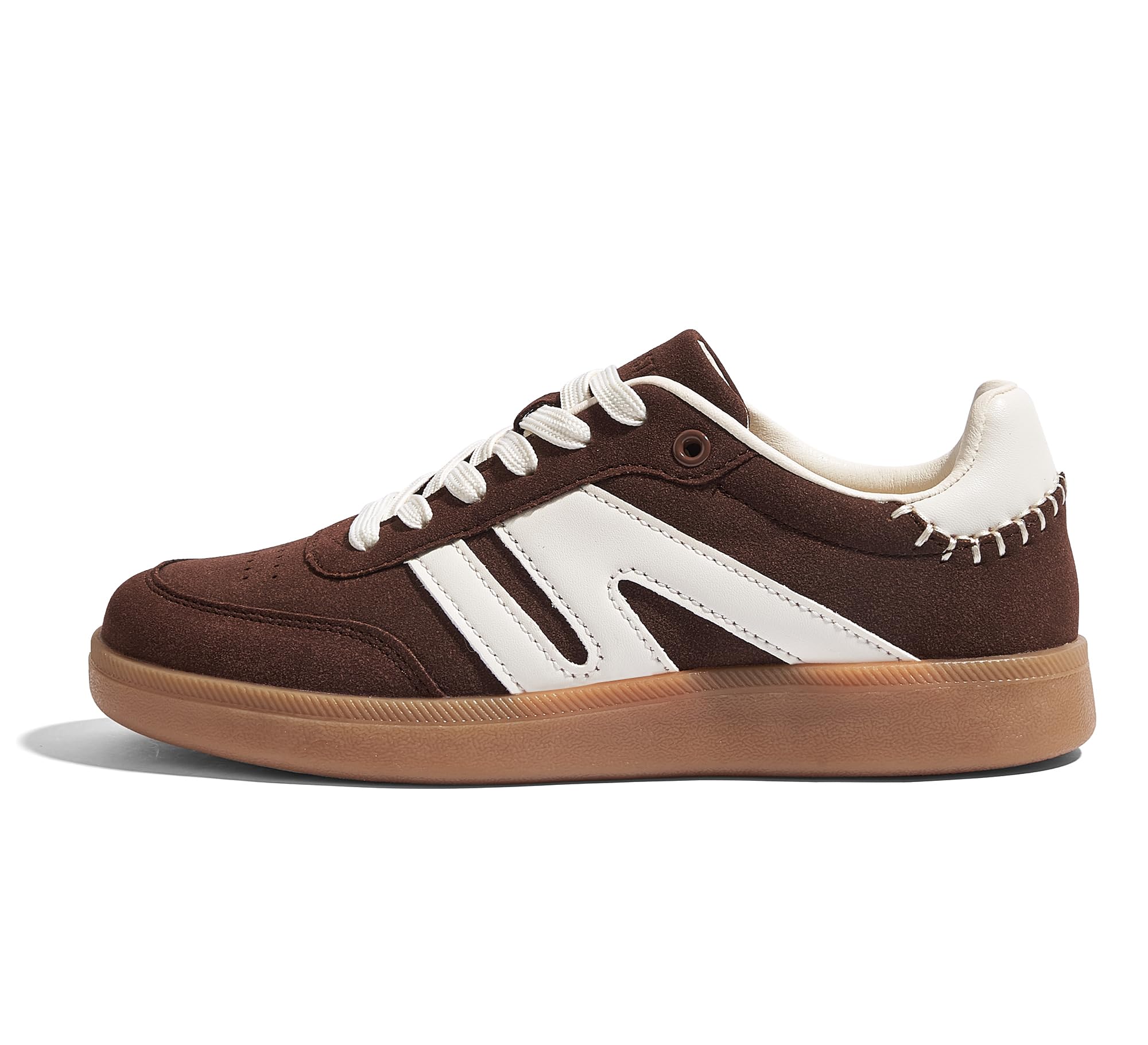 LUCKY STEP Women's Retro Leather Gum-Sole Sneakers