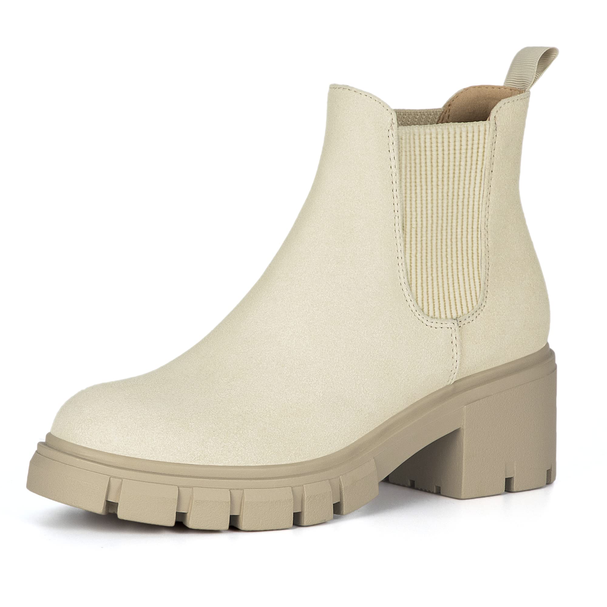 Athlefit Women's Chelsea Ankle Boots with Chunky Lug Sole