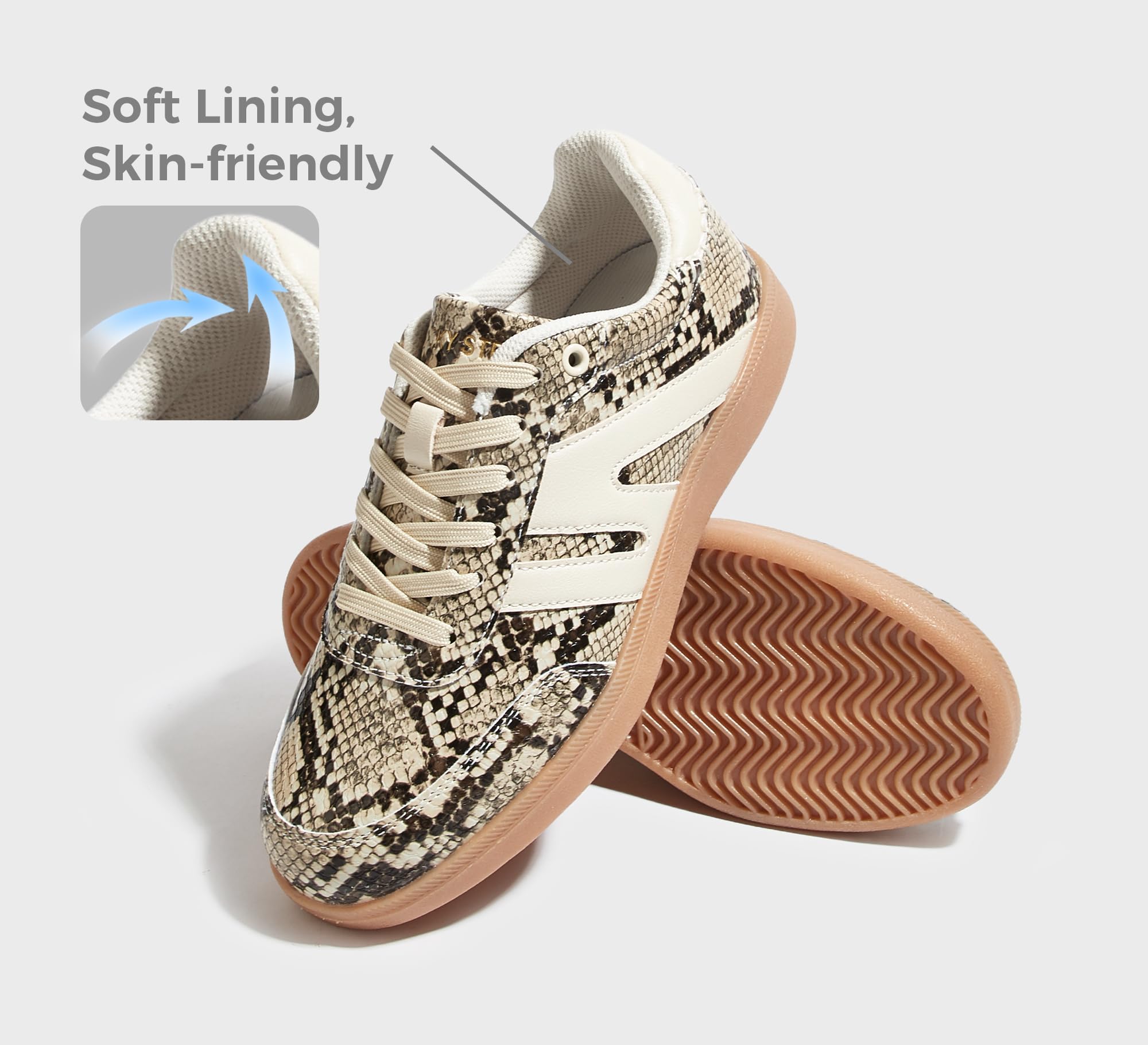 LUCKY STEP Women Classic Retro Gum Sole Fashion Sneakers Casual Tennis Skate Shoe Genuine Leather Walking Footwear Anti Slip Trainers