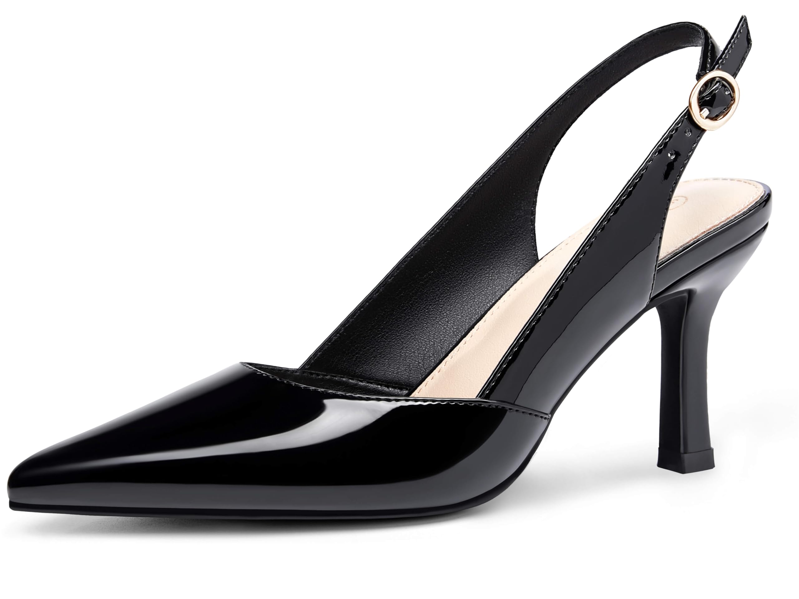 Rilista Women's Pointed-Toe Slingback Kitten-Heel Pumps