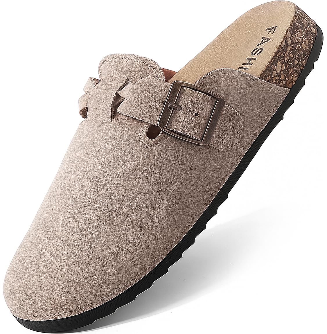 Women's Suede Clogs with Cork Footbed and Arch Support