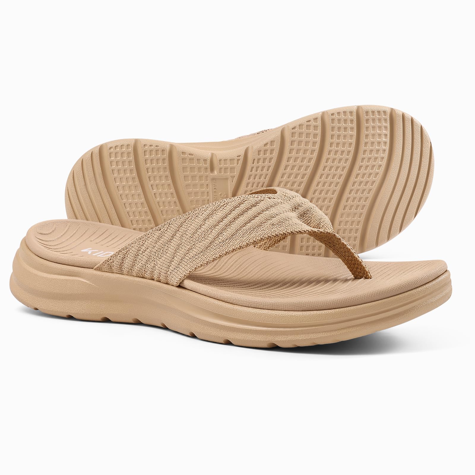 KIDMI Women's Arch Support Flip Flops with Soft Cushion Comfortable Summer Beach Slip On Walking Thong Sandals