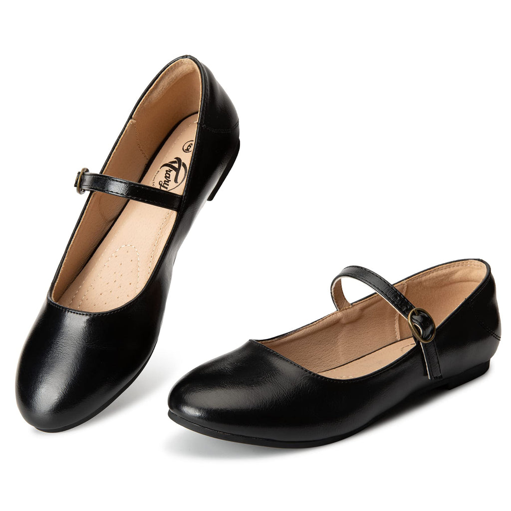 Trary Mary Jane Ballet Flats, Black Flats for Women, Ankle Strap Dressy Comfortable Flats