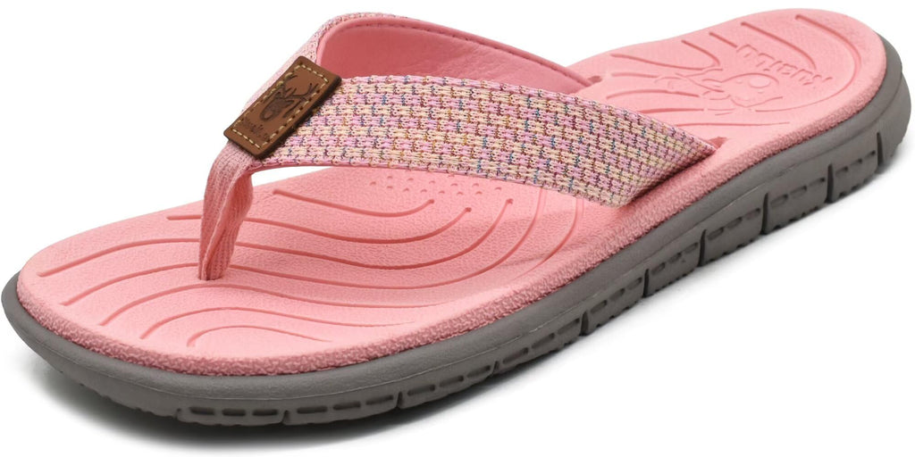 KuaiLu Womens Casual Flip Flops with Comfortable Arch Support Yoga Mat Summer Beach Walking Thong Cushion Sandals Lightweight Flats Non-Slip Shoes Indoor Outdoor