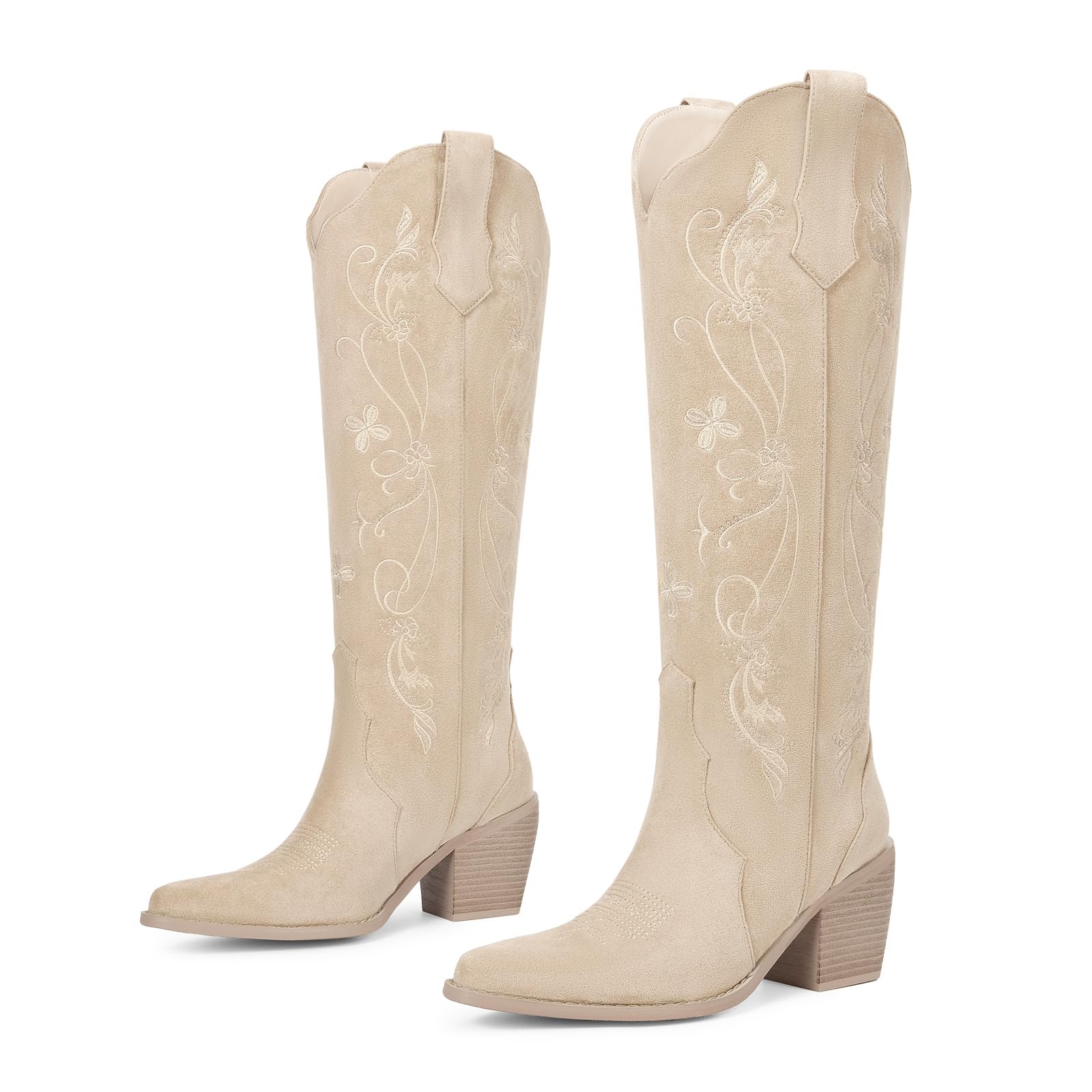 WETKISS Women's Pointed-Toe Western Cowboy Boots