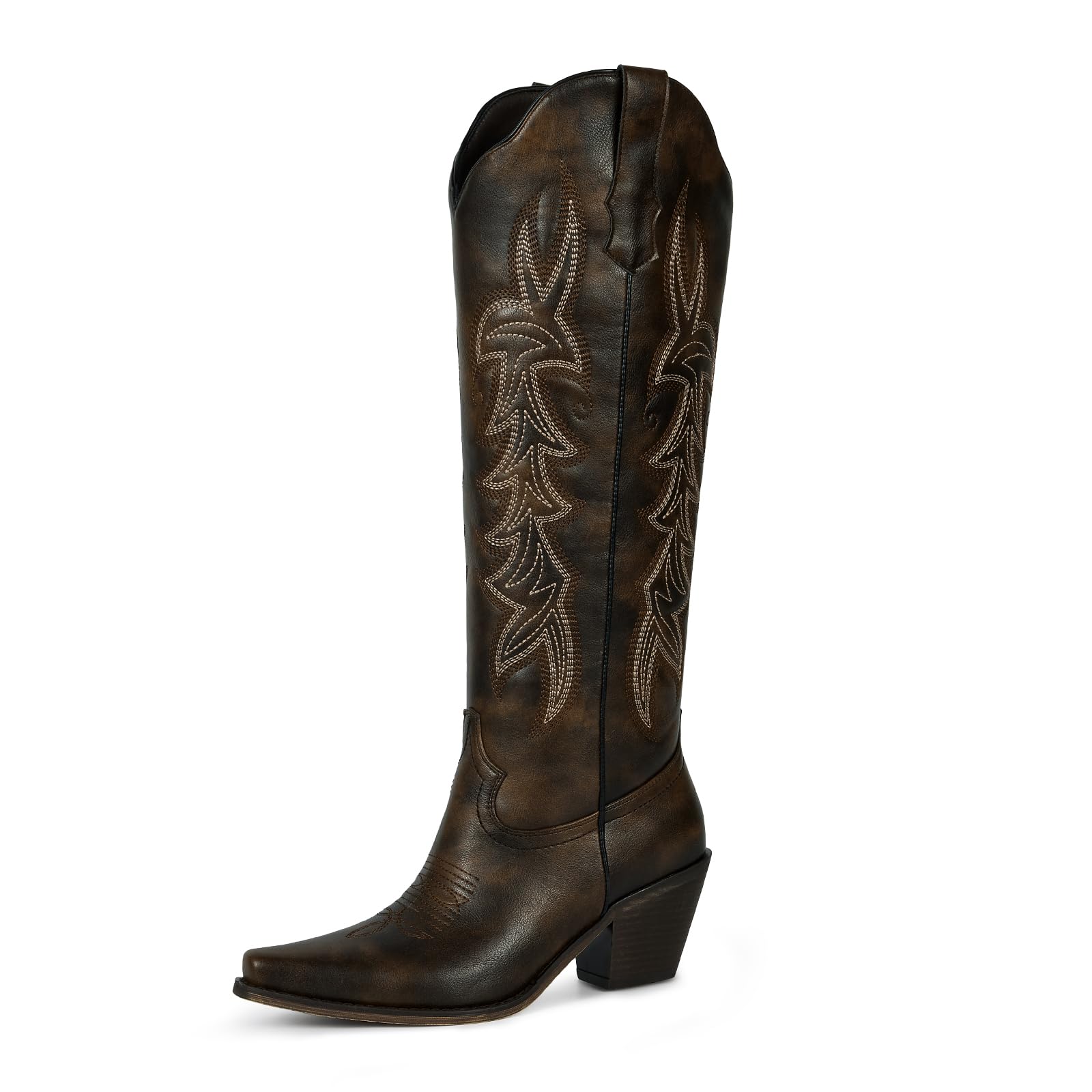 WETKISS Women's Pointed-Toe Western Cowboy Boots