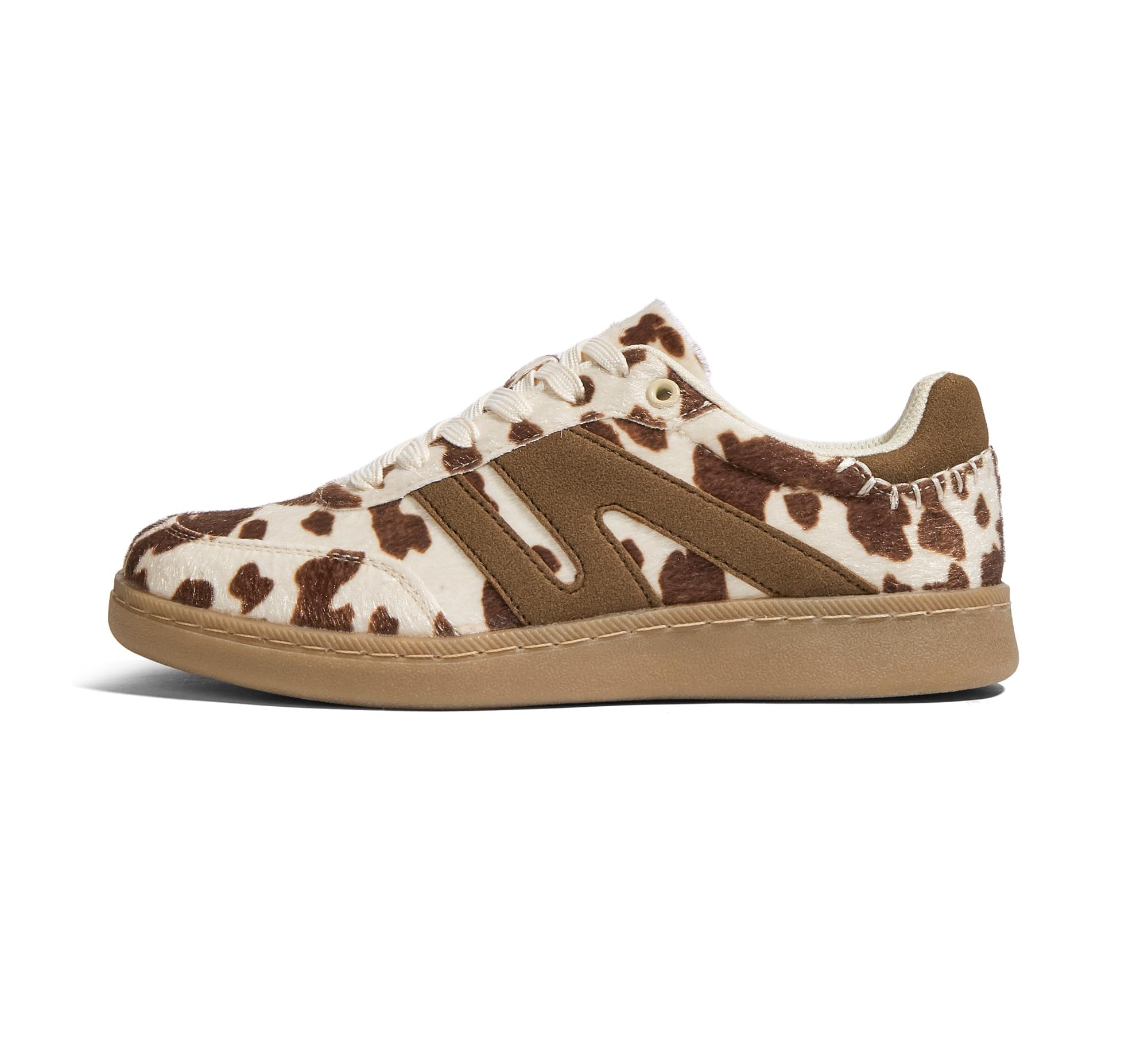 LUCKY STEP Women's Retro Leather Gum-Sole Sneakers