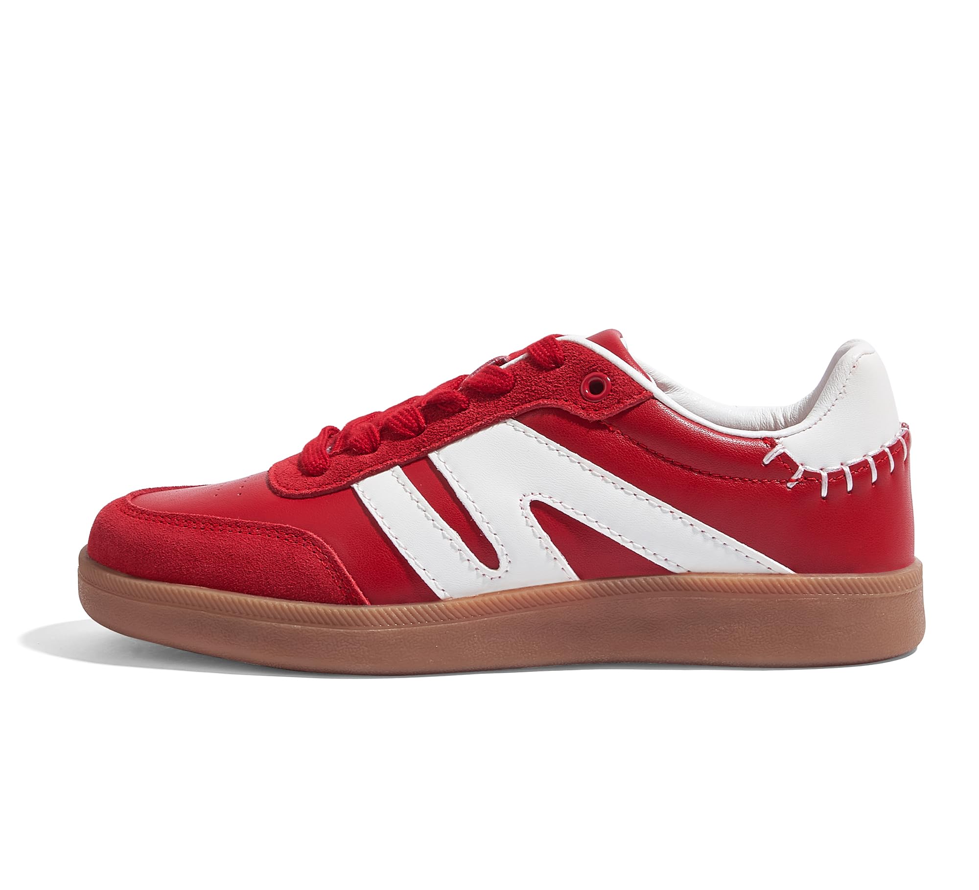 LUCKY STEP Women's Retro Leather Gum-Sole Sneakers