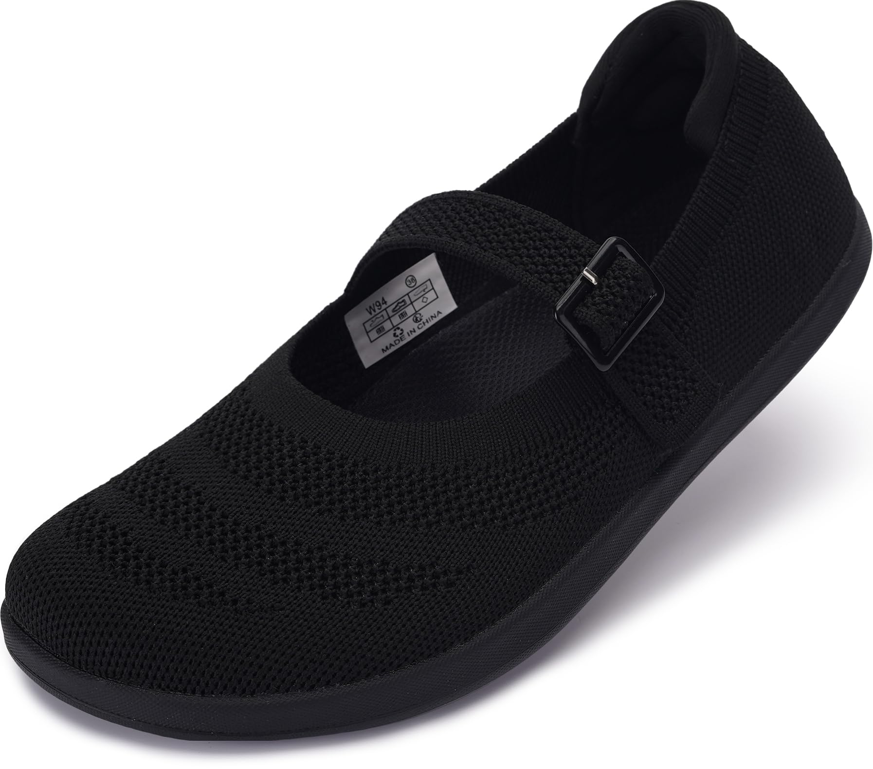 WHITIN Women's Barefoot Mary Jane Flats + Wide Toe Box + Zero Drop Sole + Adjustable Straps