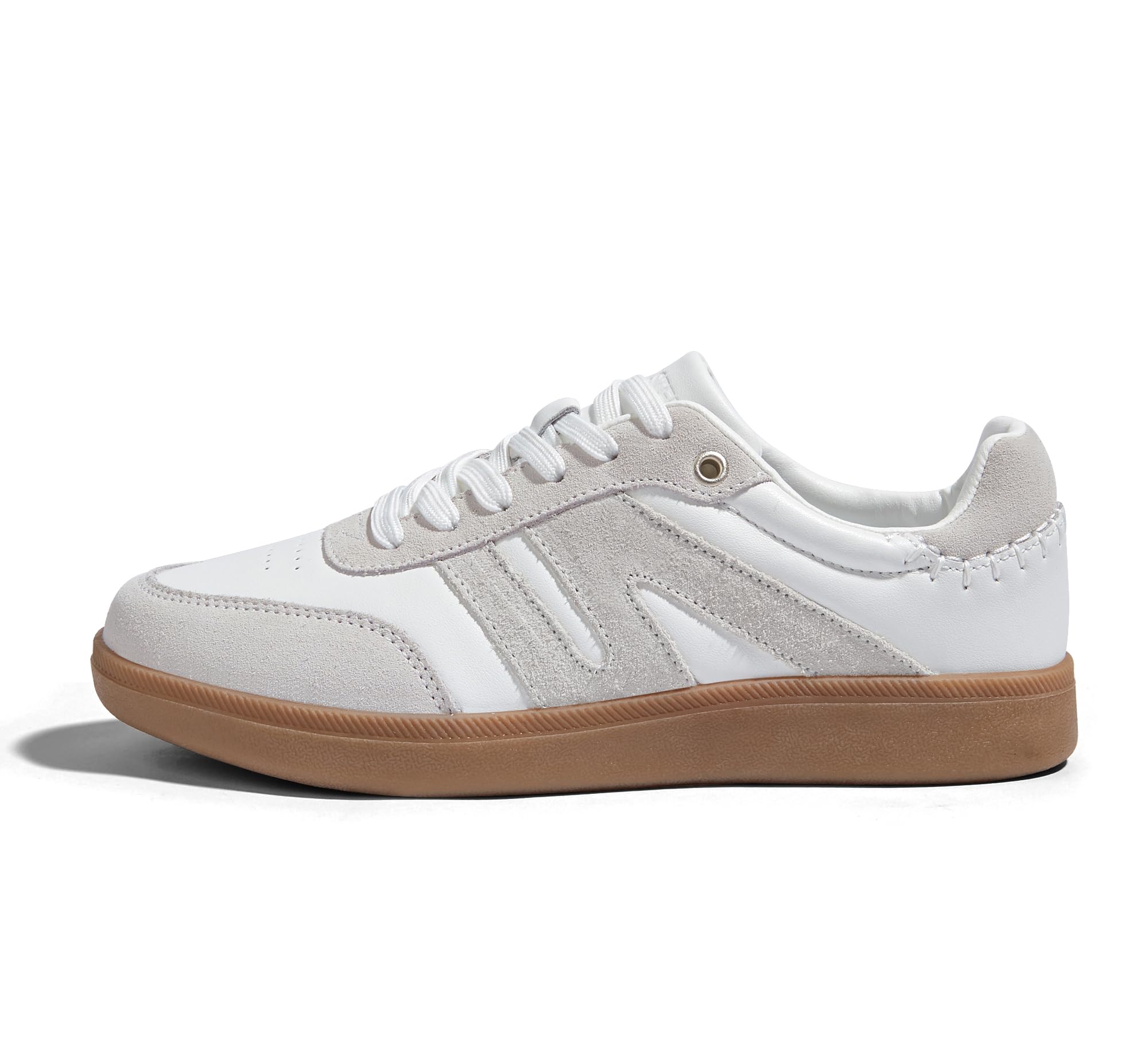 LUCKY STEP Women's Retro Leather Gum-Sole Sneakers