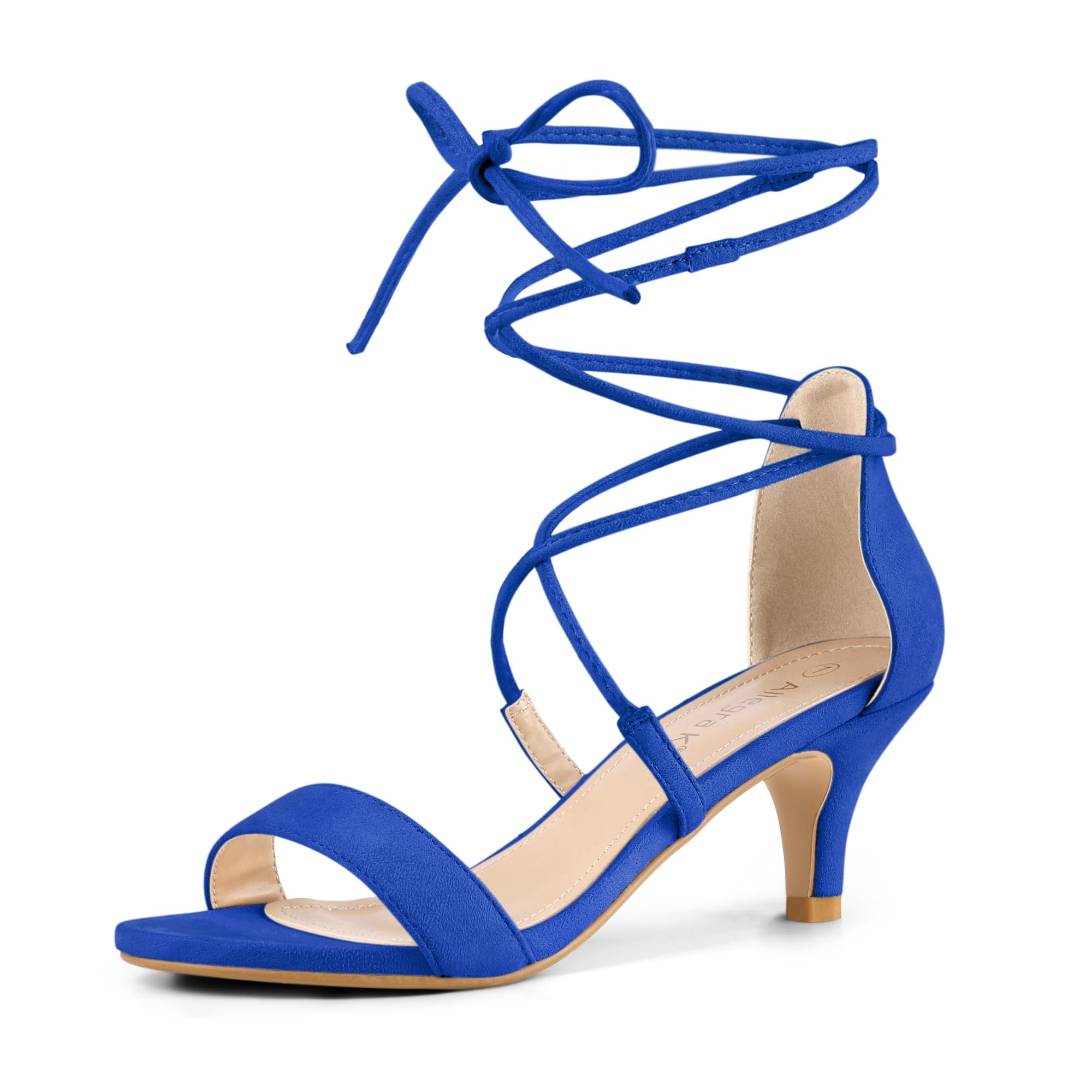 Allegra K Women's Lace-Up Open-Toe Kitten-Heel Sandals