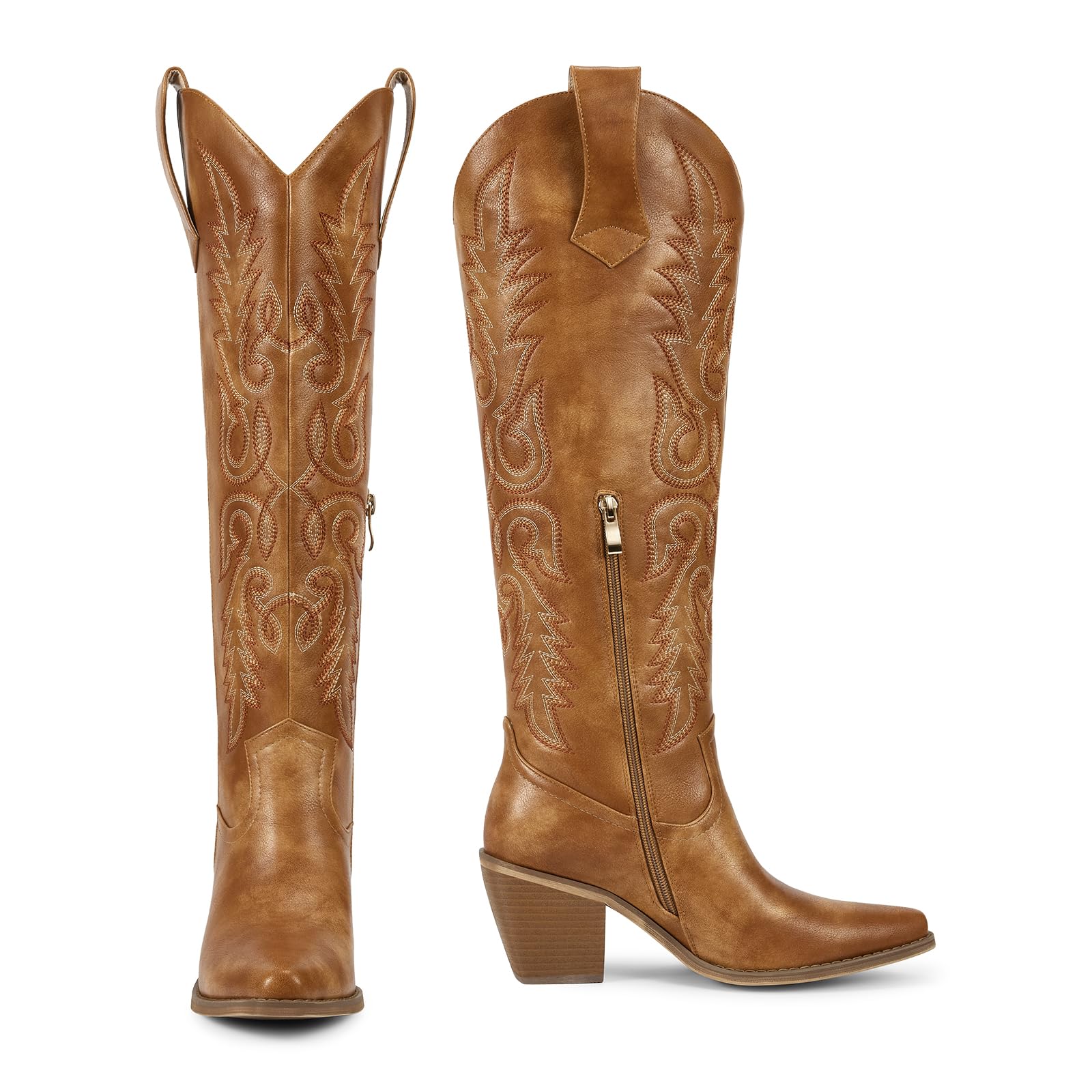 WETKISS Women's Pointed-Toe Western Cowboy Boots