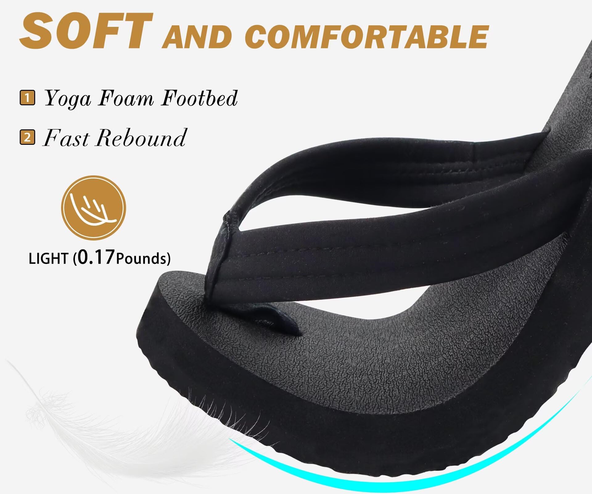 KuaiLu Womens Arch Support Flip Flops Ladies Comfort Lightweight Soft Yoga Mat Cushion Walking Thong Sandals
