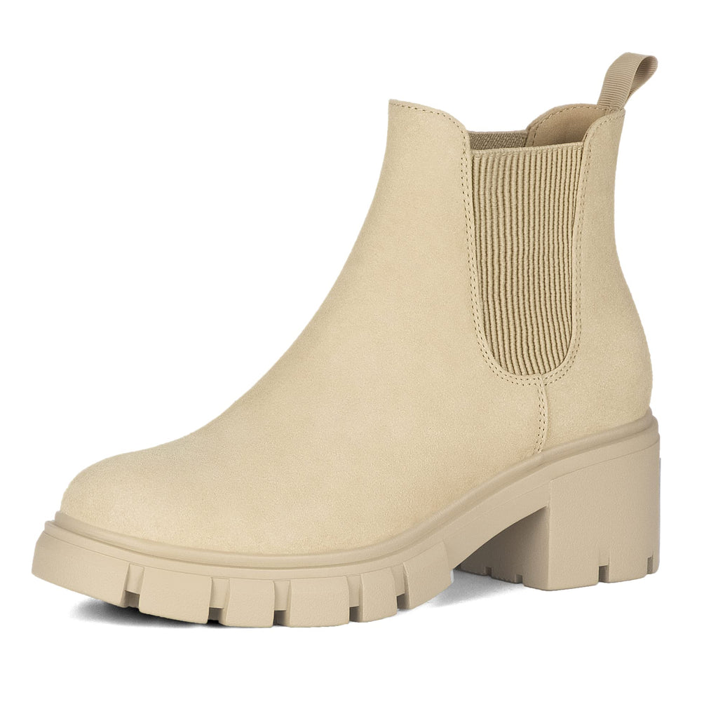 Athlefit Women's Chelsea Ankle Boots with Chunky Lug Sole