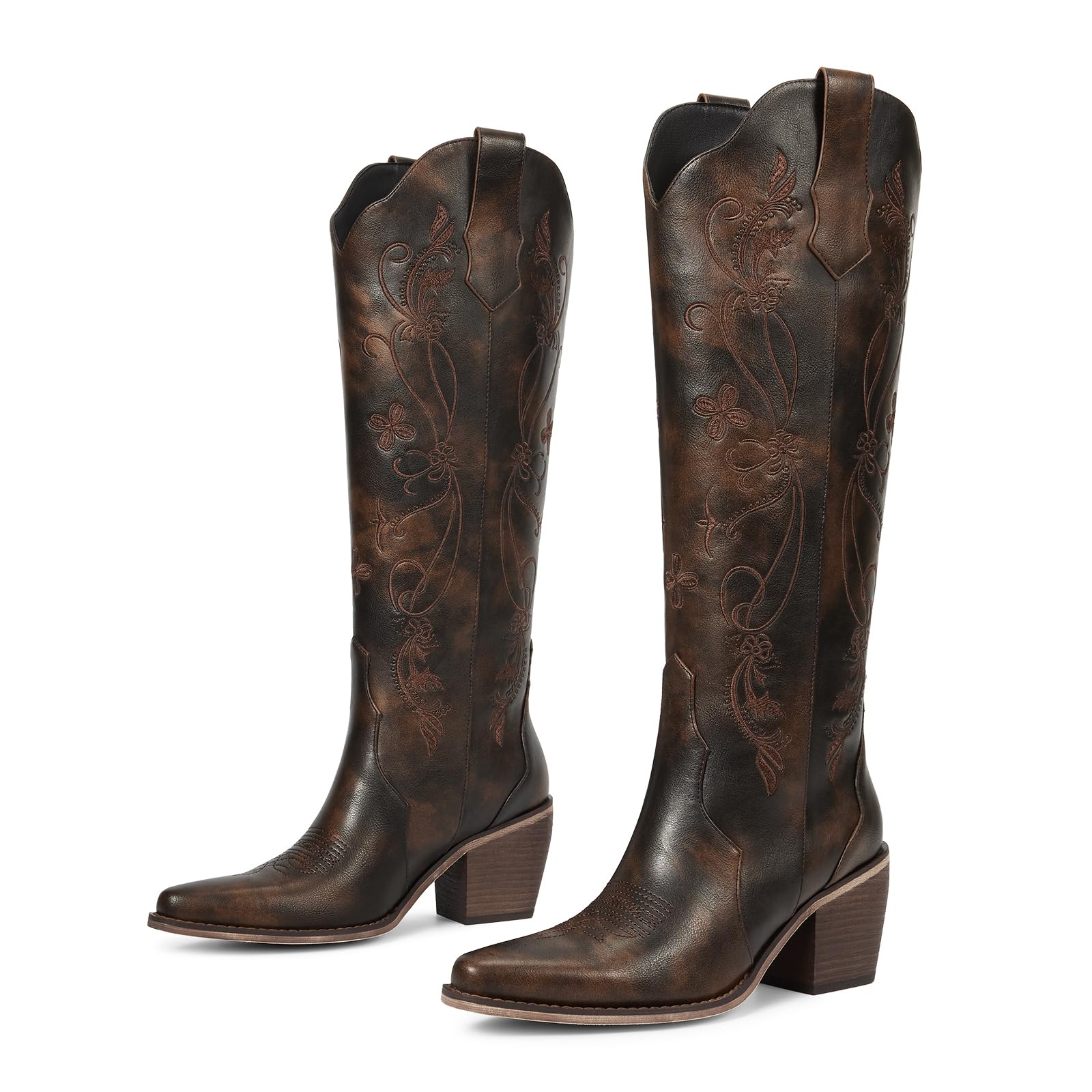 WETKISS Women's Pointed-Toe Western Cowboy Boots
