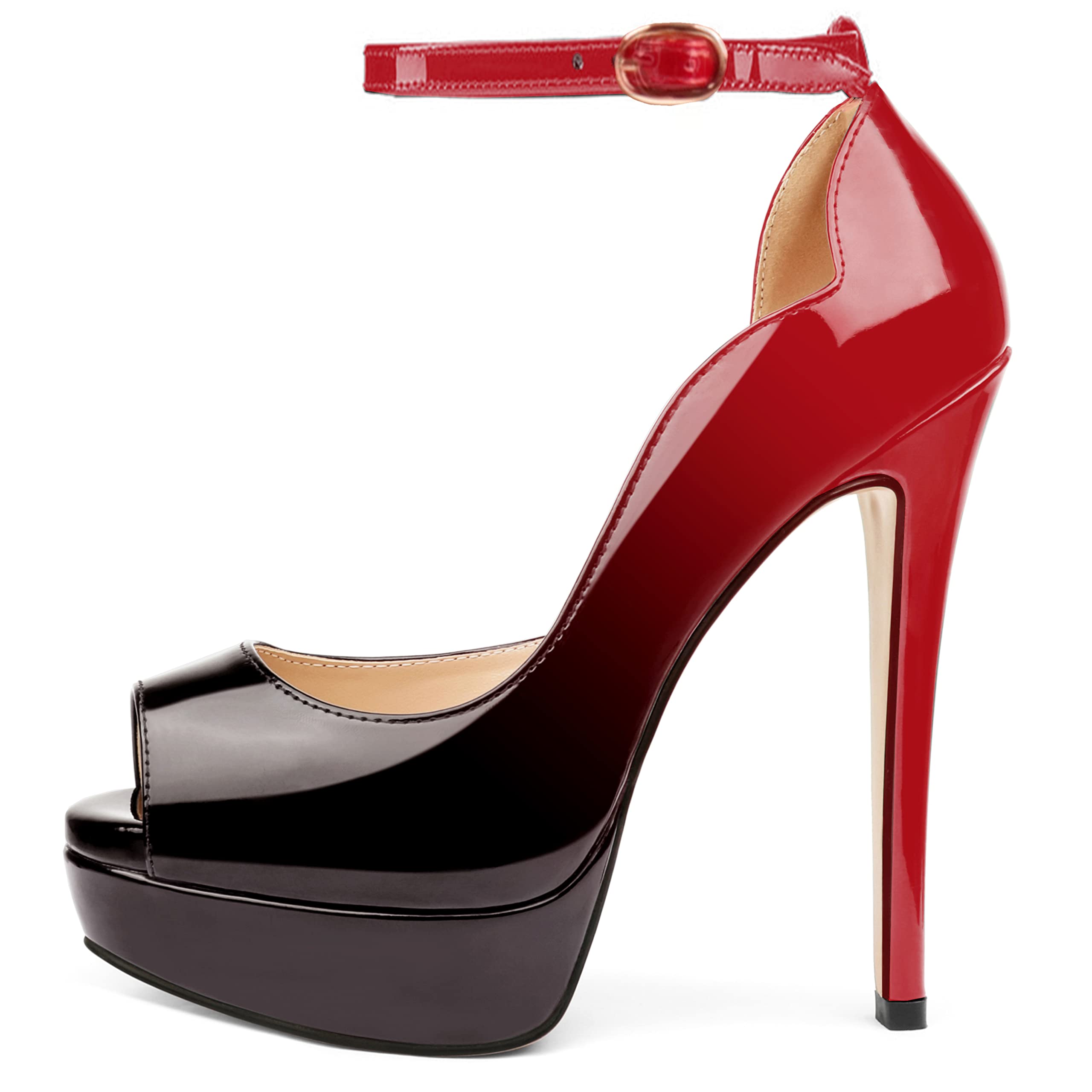 MERUMOTE Women's Peep-Toe Platform Stiletto Pumps