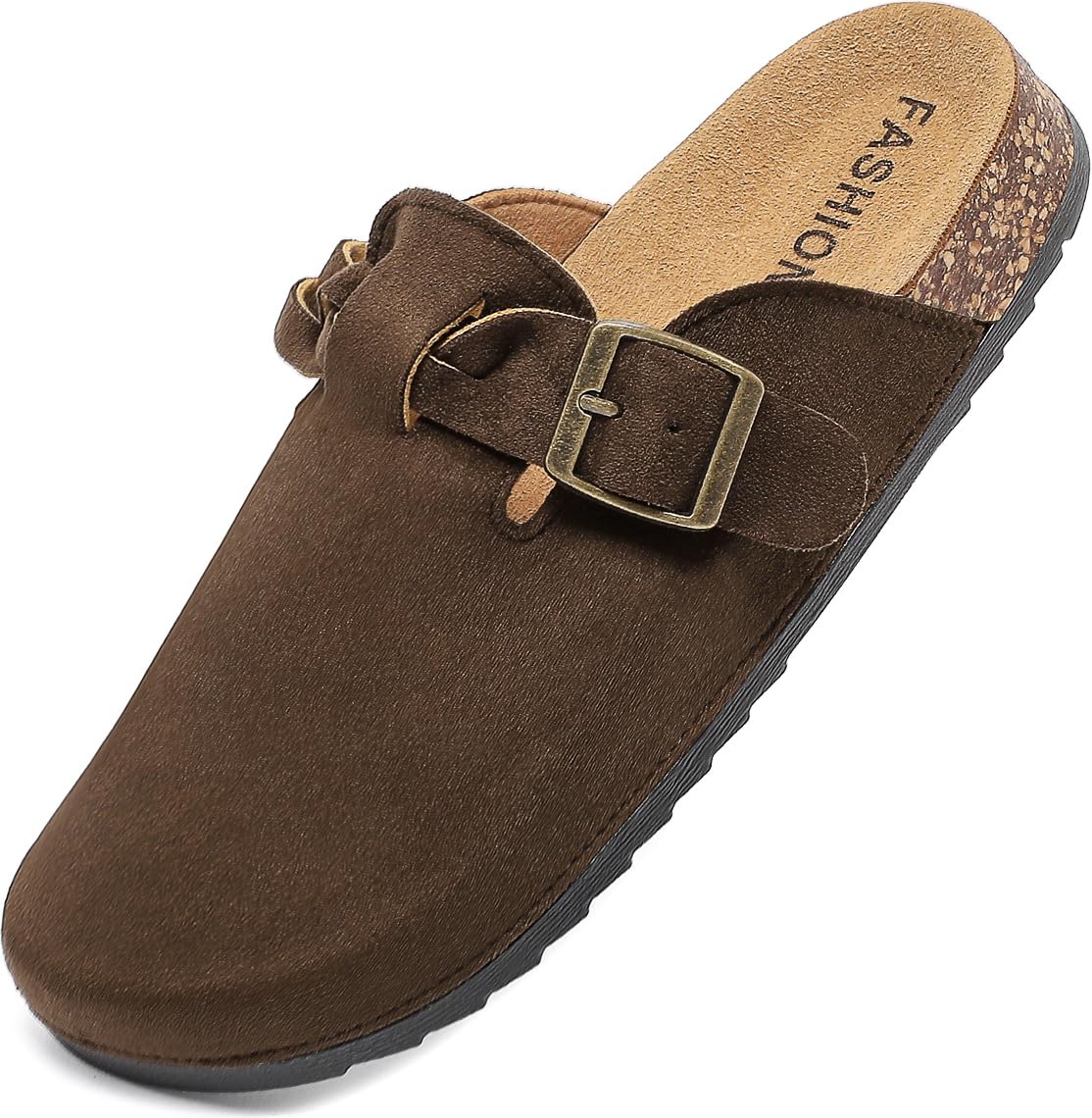 Women's Suede Clogs with Cork Footbed and Arch Support