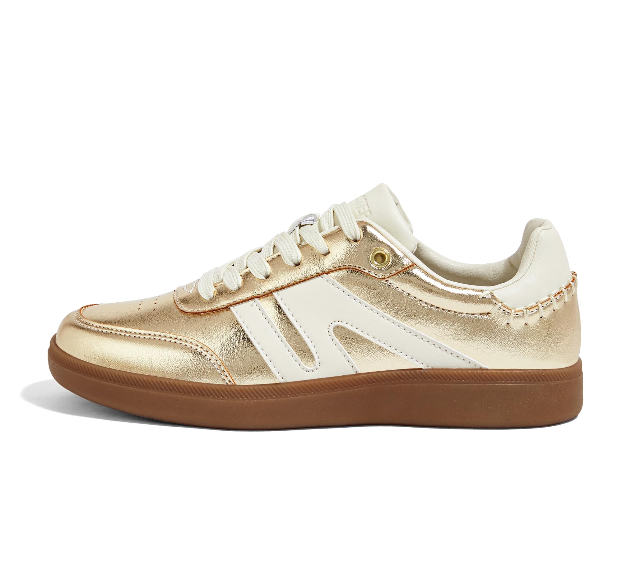 LUCKY STEP Women's Retro Leather Gum-Sole Sneakers