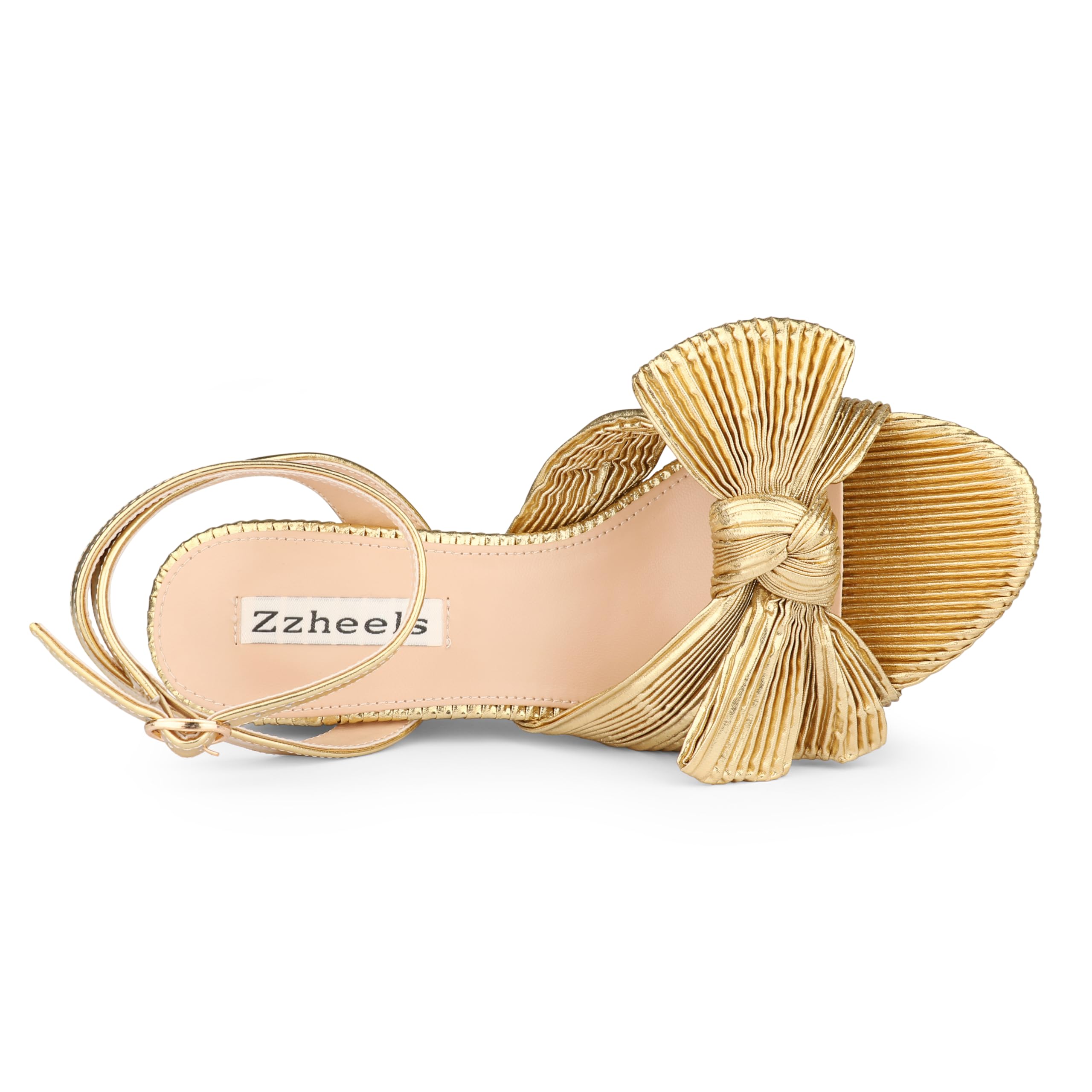 Zzheels Women's Bow-Knot Block-Heel Bridal Sandals