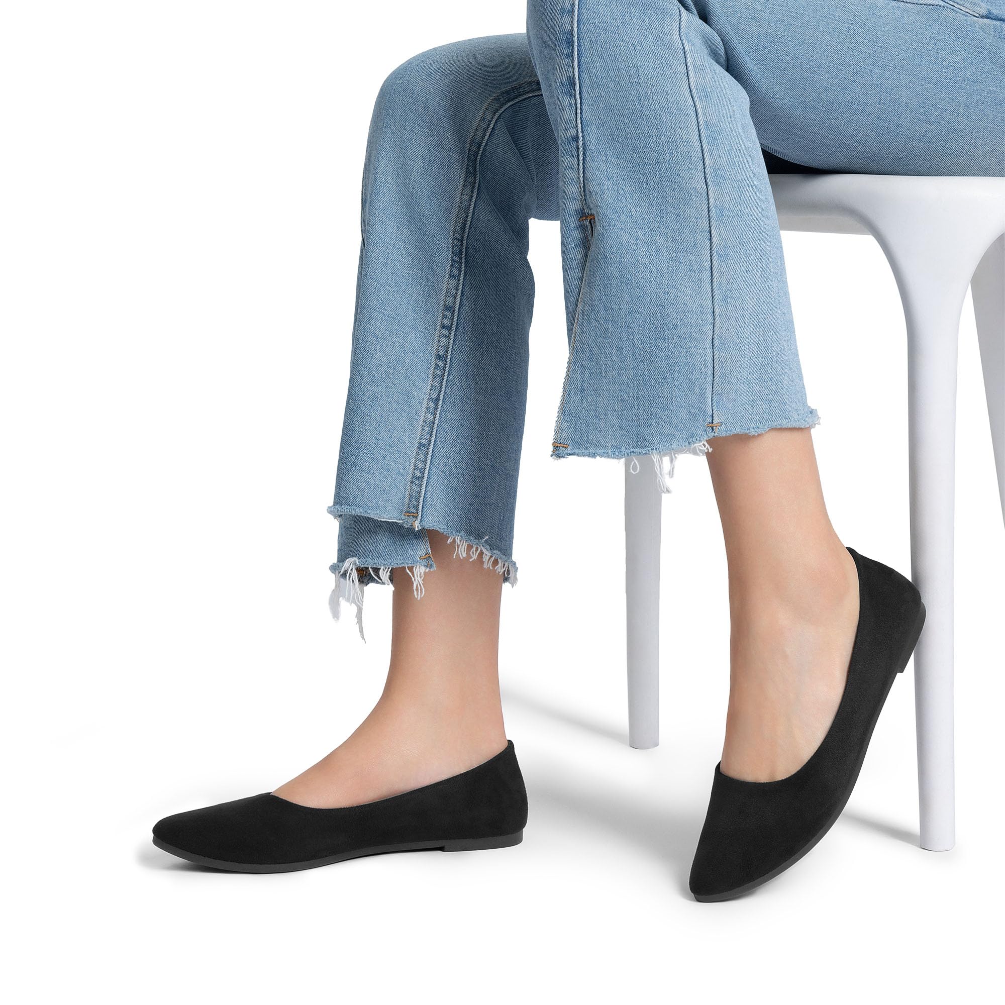 DREAM PAIRS Women's Pointed Toe Flats Comfortable Flexible Cushioned Slip On Business Work Office Casual Suede Ballet Flats Dress Shoes